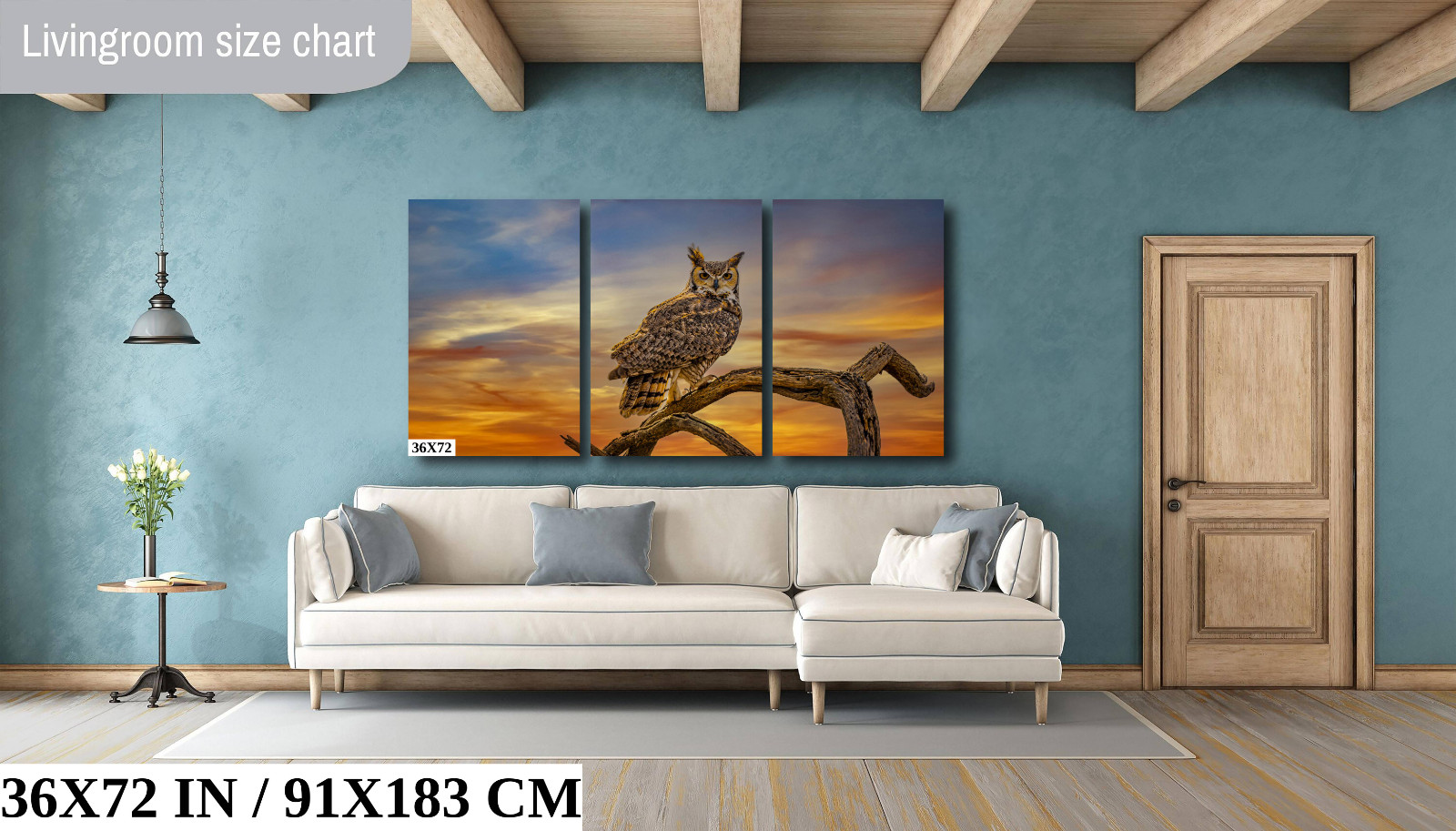 Silent Vigil: Great Horned Owl On a Branch Bird Print Wall Art
