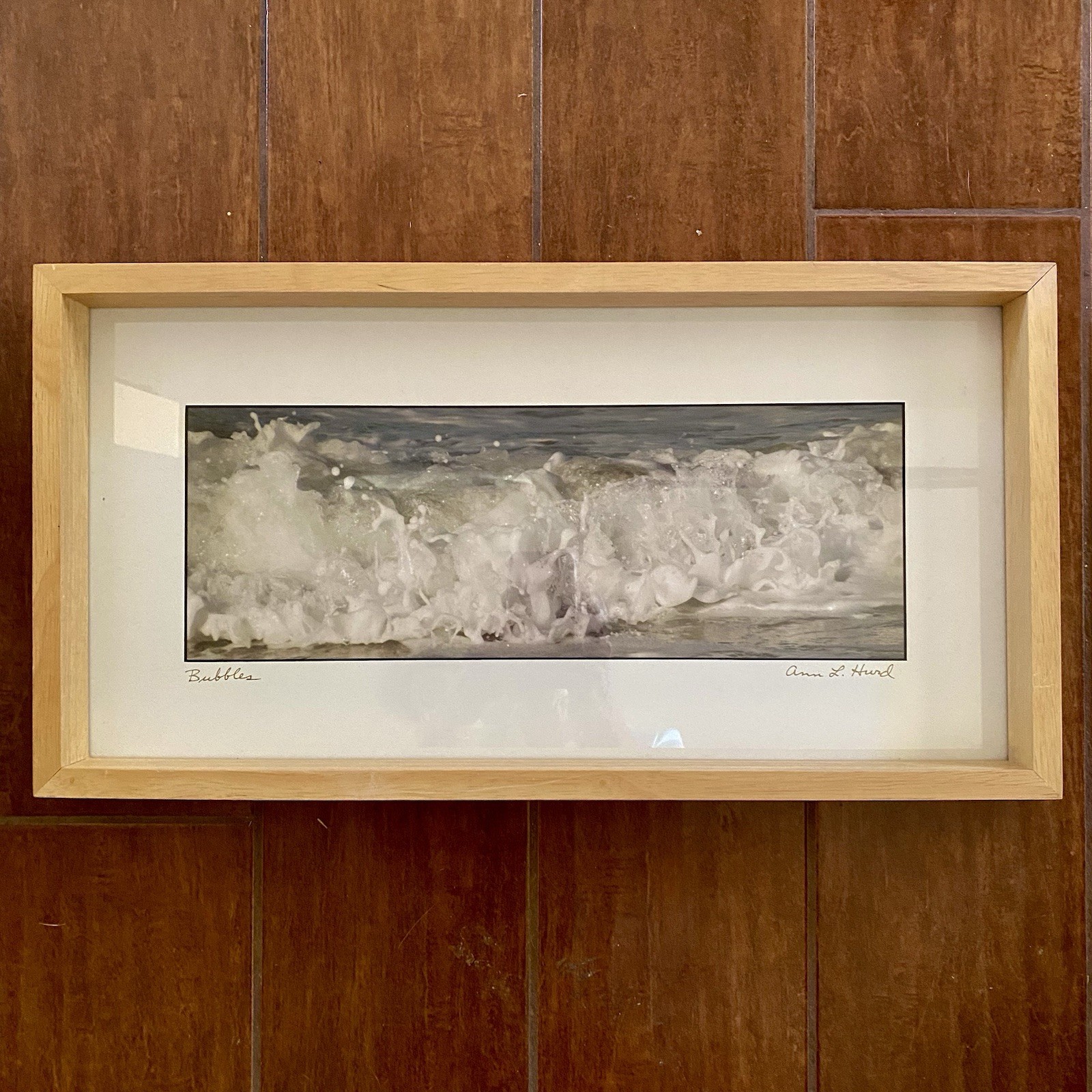 Ann L Hurd Framed Photography “Bubbles” Ocean Waves Beach Sea