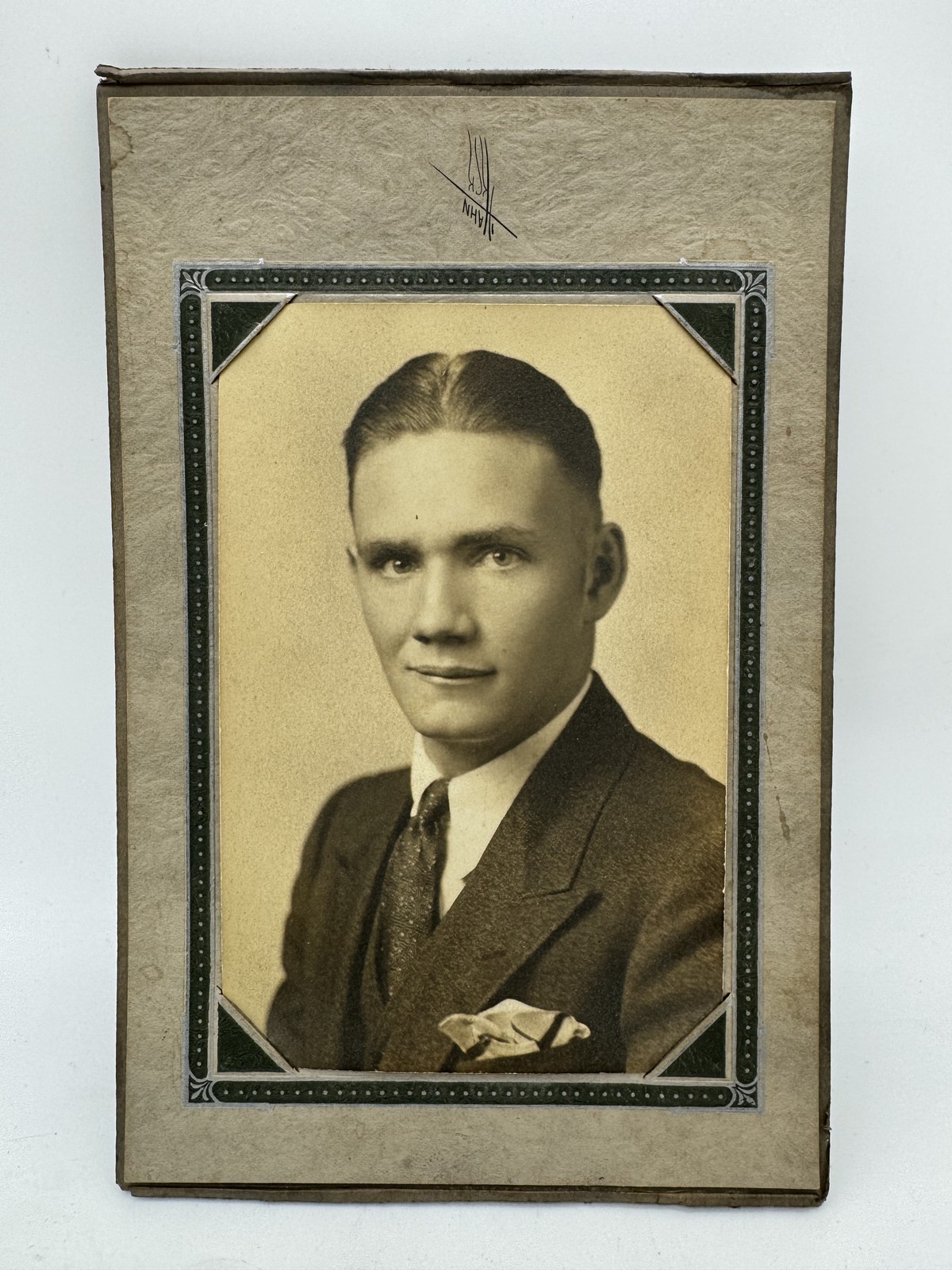 Vintage 1920s-30s Graduation Portrait Photo Young Man Sepia Tone Jahn Studio