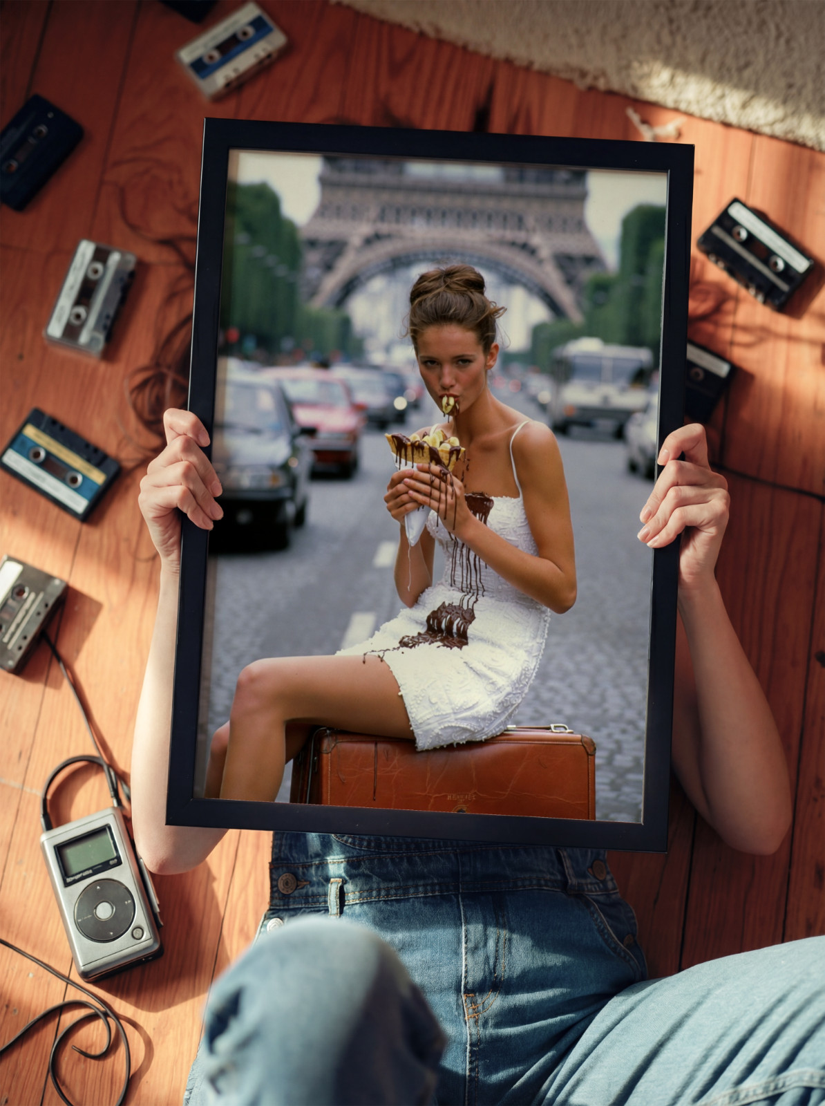 Paris Girl Eating Ice Cream Premium Luster Photo Paper