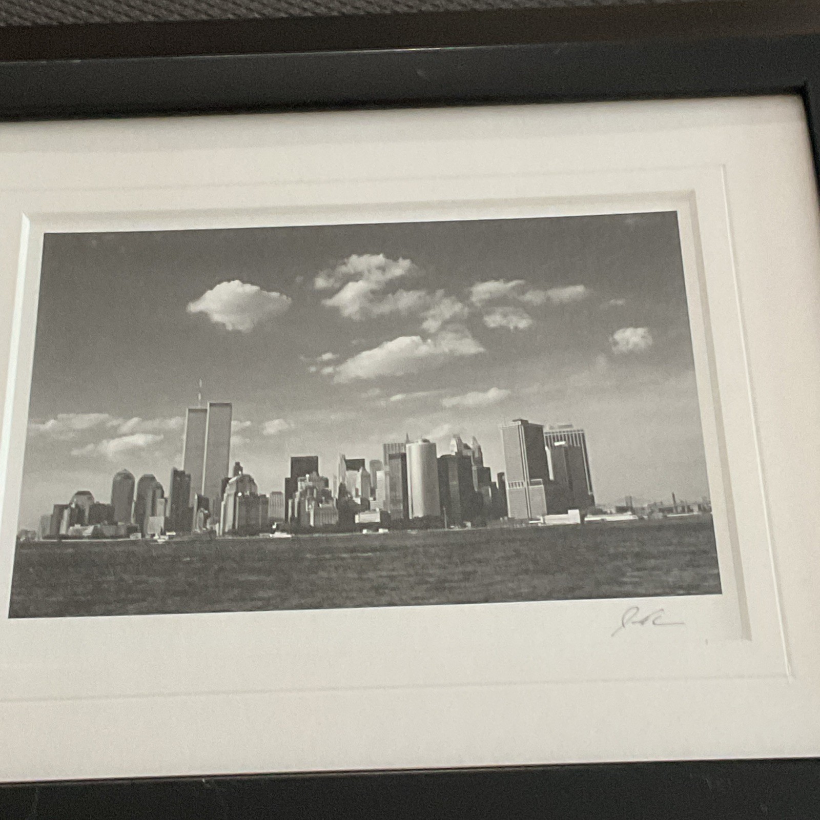 Jesse Kalisher Signed Framed Black & White New York Skyline Landscape Photograph