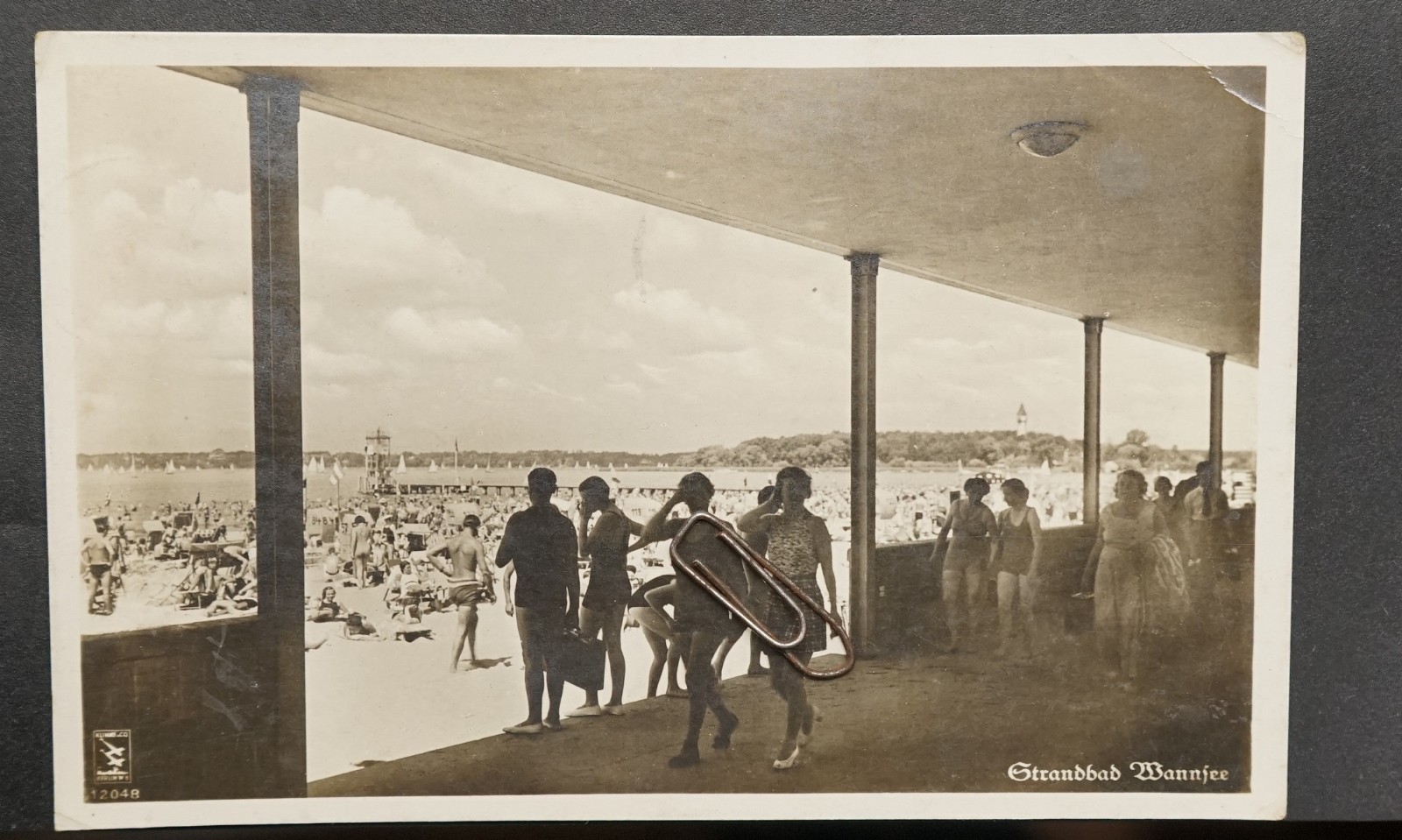 Photo portrait field postcard Strandbad Wannsee Berlin child everyday scene tower picture