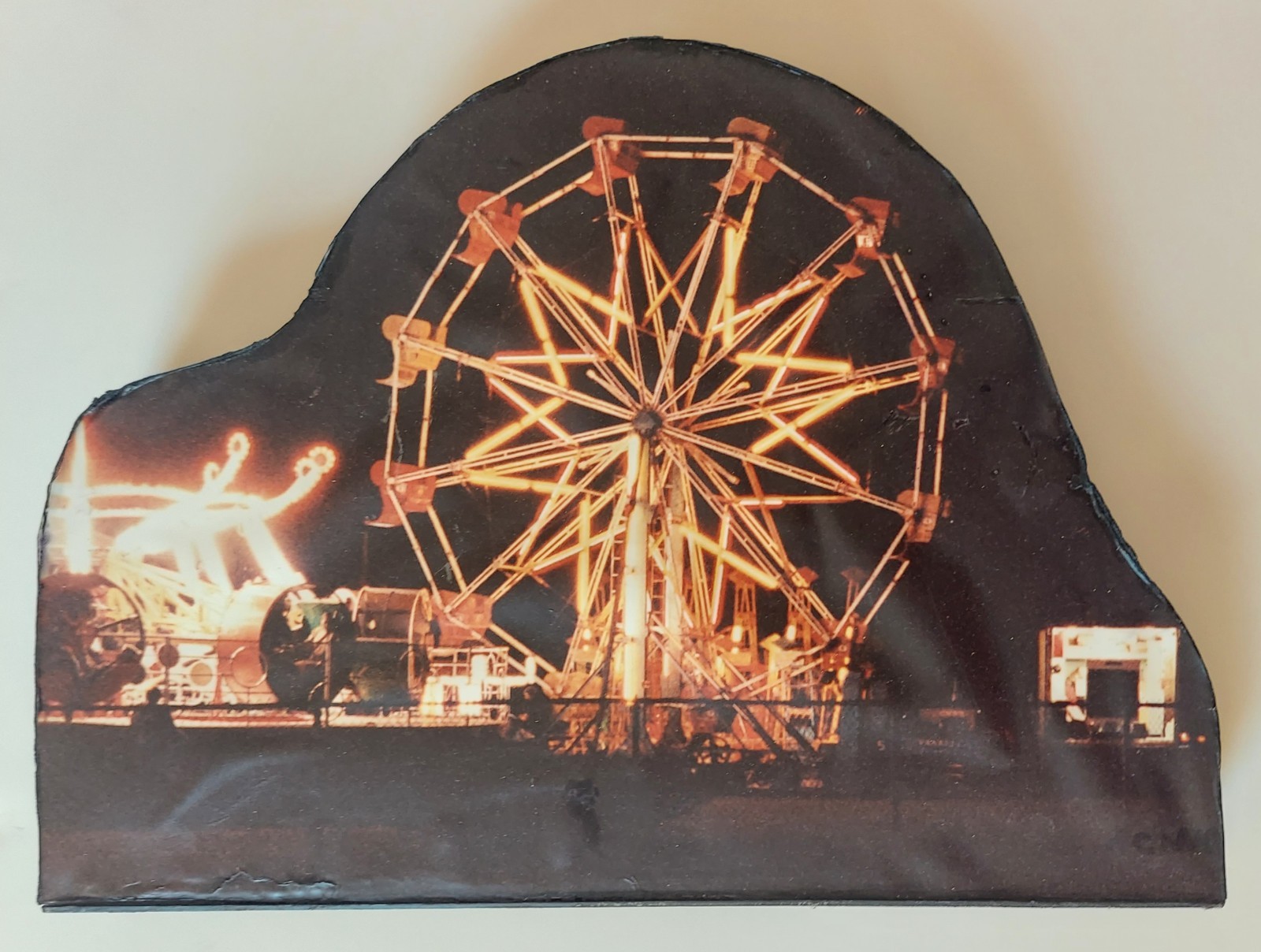 PHOTO BOX 3D Original Art Photography FERRIS WHEEL Night TOPSFIELD MASS FAIR
