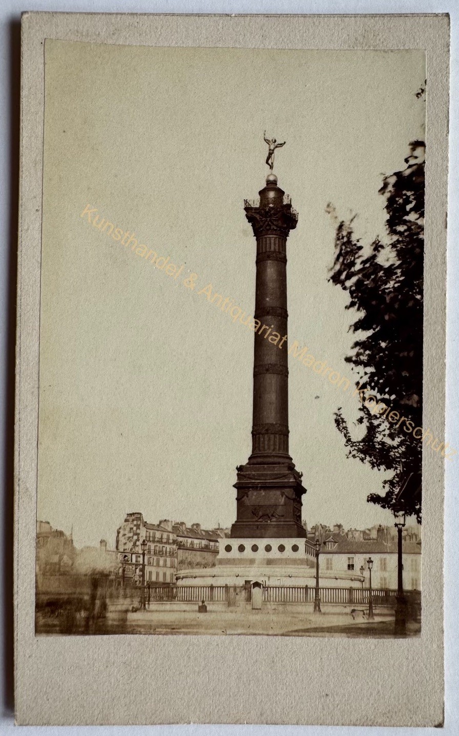 orig CDV France Paris Place Bastille vintage album print tirage album 1860