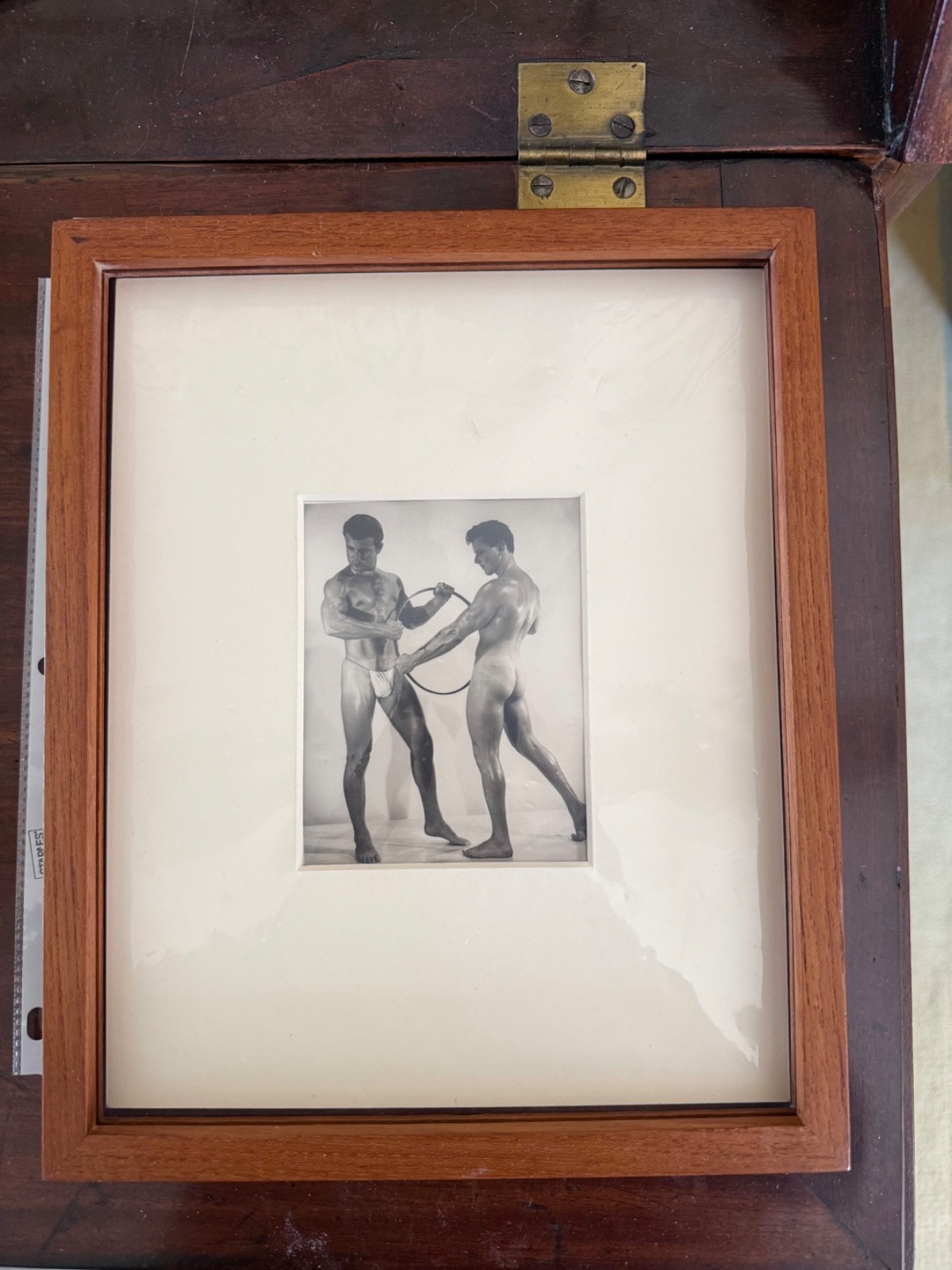 Bruce of LA Original Signed 4″x5″ Photo Nude Men Beefcake Gay 8×10 Teak Frame