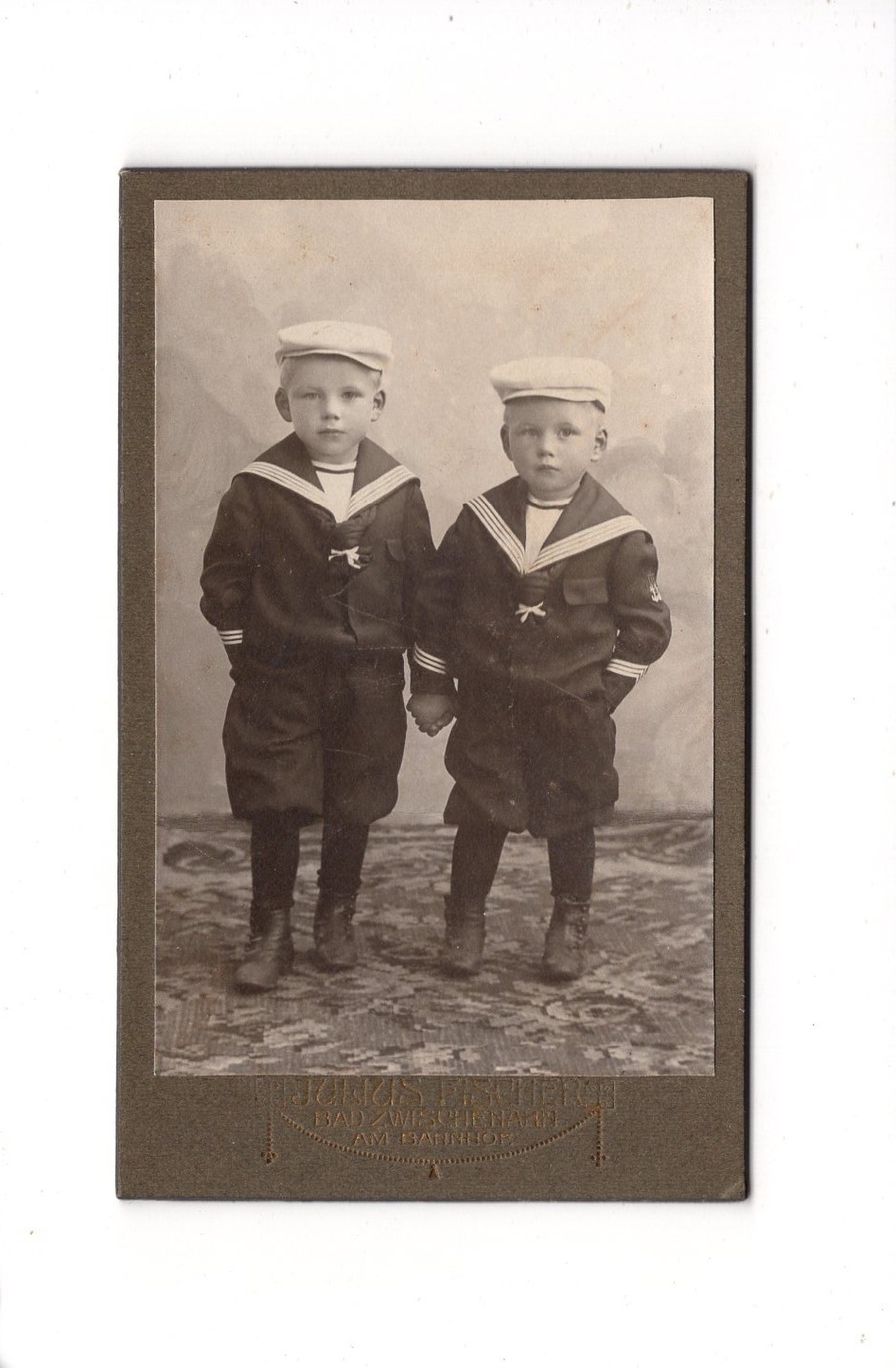 CDV photo cute little boys/named-Bad Zwischenahn around 1910