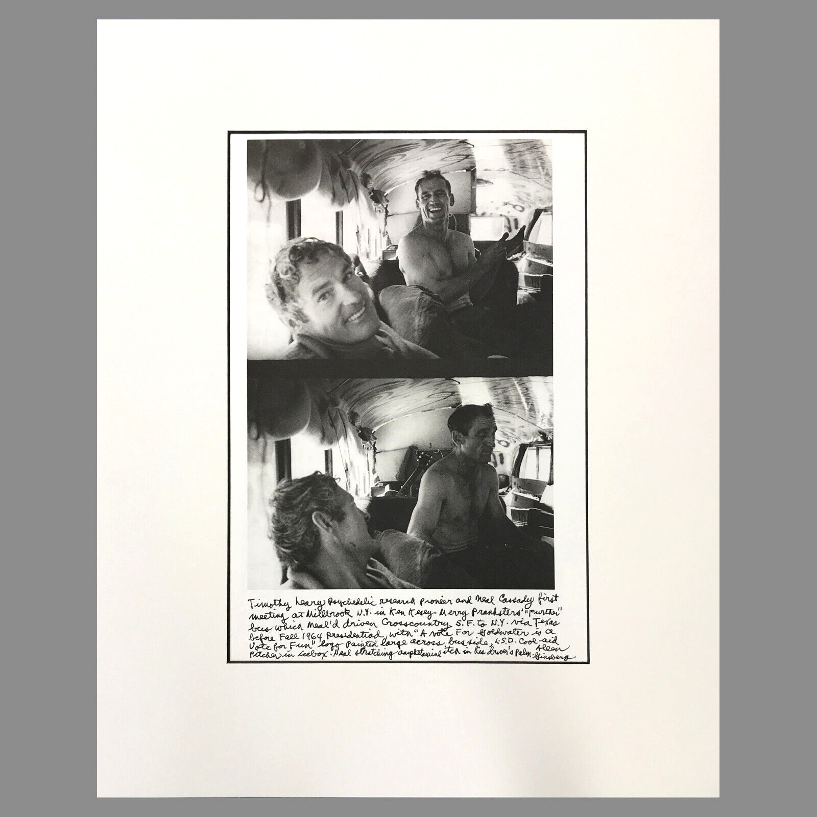 Timothy Leary & Neal Cassady, Merry Pranksters Bus, 1964, Allen Ginsberg Photo
