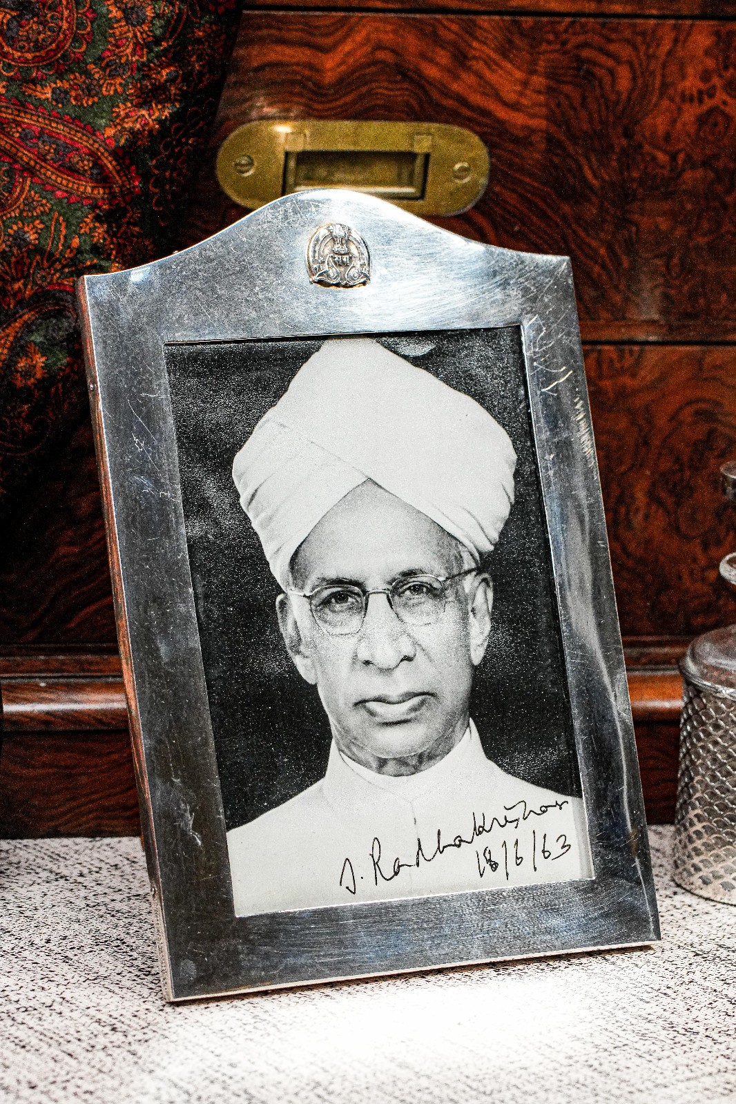 Rare Second President of India Signed Presentation Photograph Silver Photo Frame