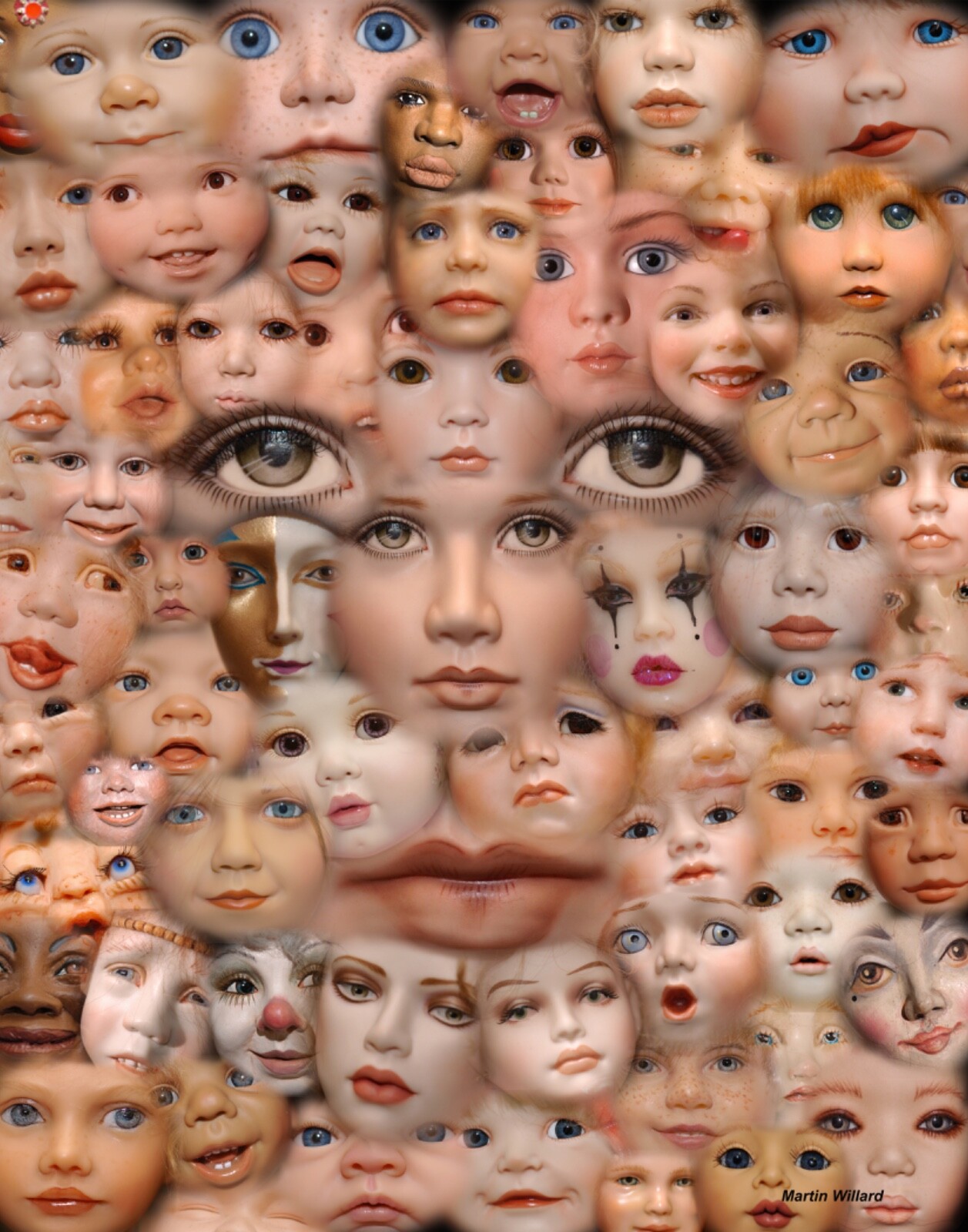 Beautiful composite Doll faces. 11×14 mounted on single weight board. NOT AI.