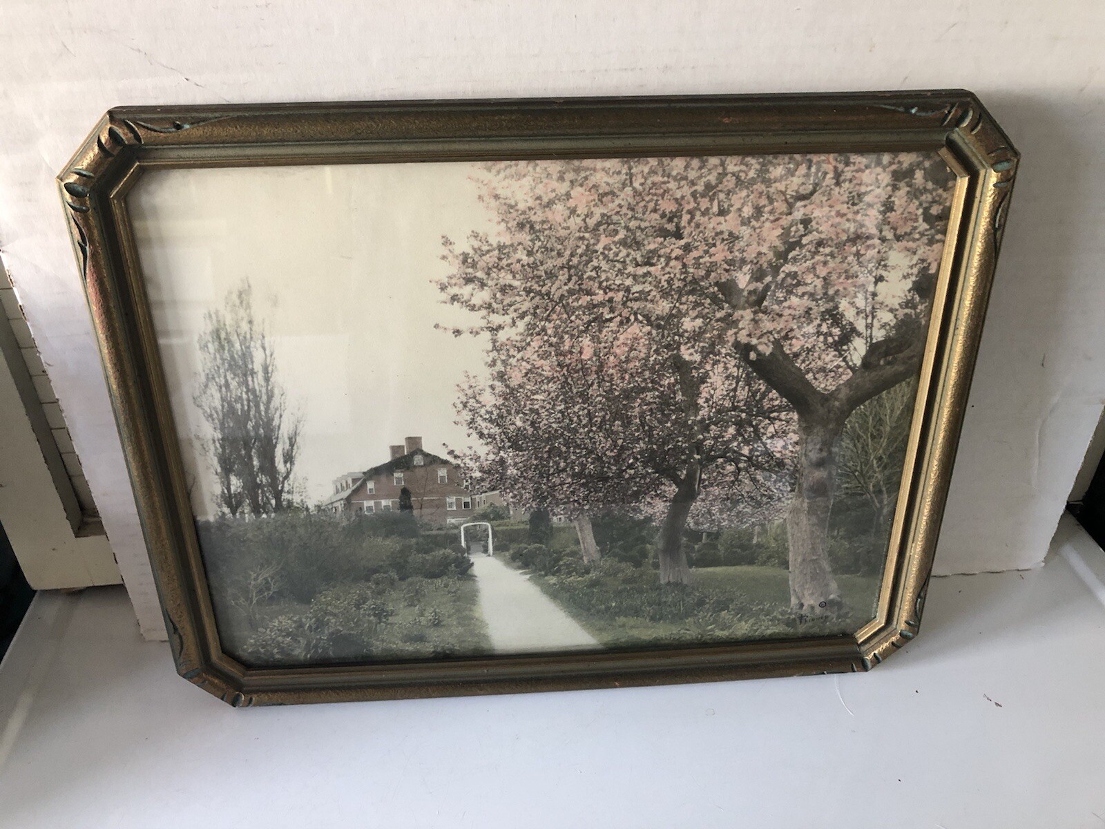 Antique A Emery Phinney Hand Colored Photo Wayside Inn w Best Frame 12”x16” Size