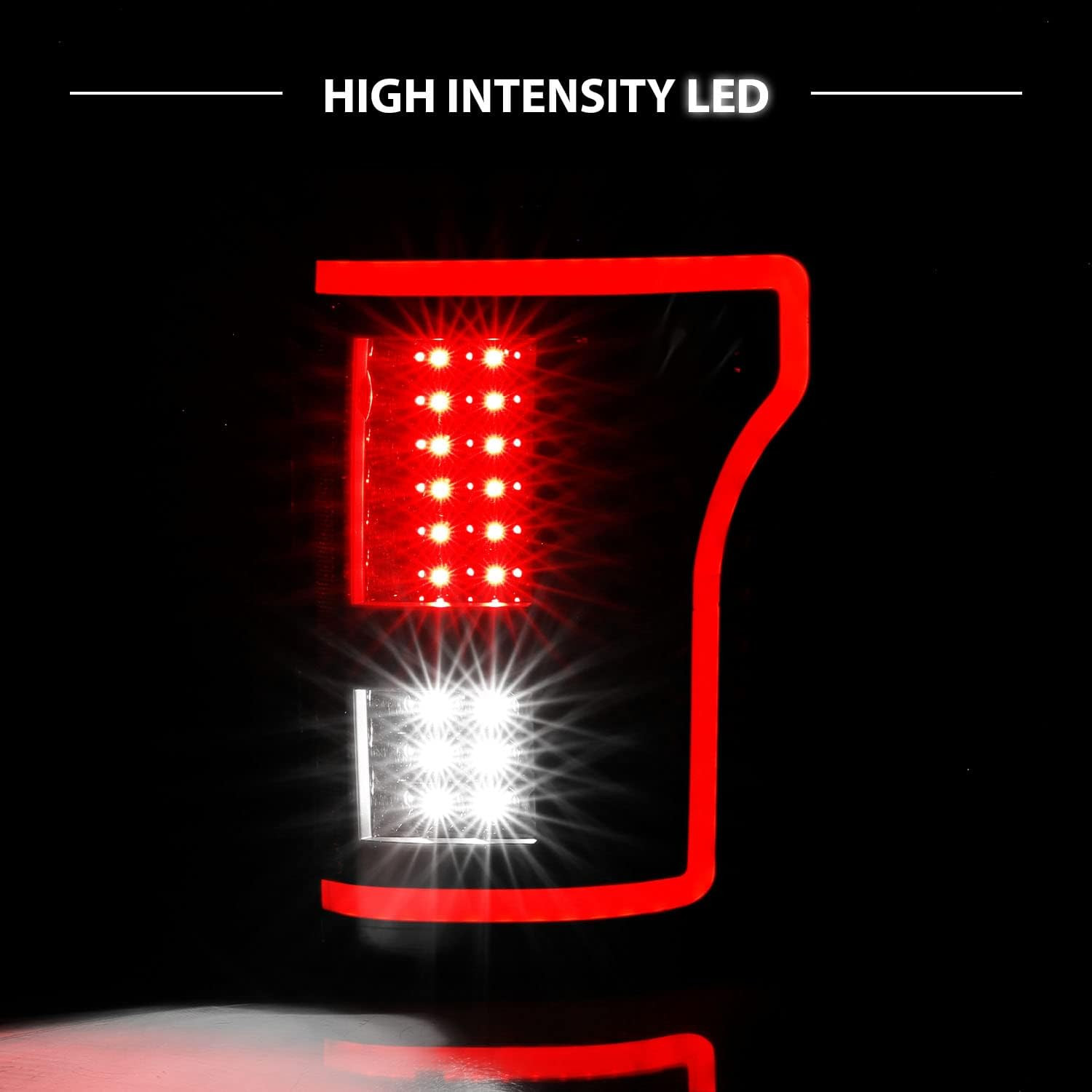 [Full LED Red Tube Smooth Lens Sequential Signal Black Taillights Pair for 2015-