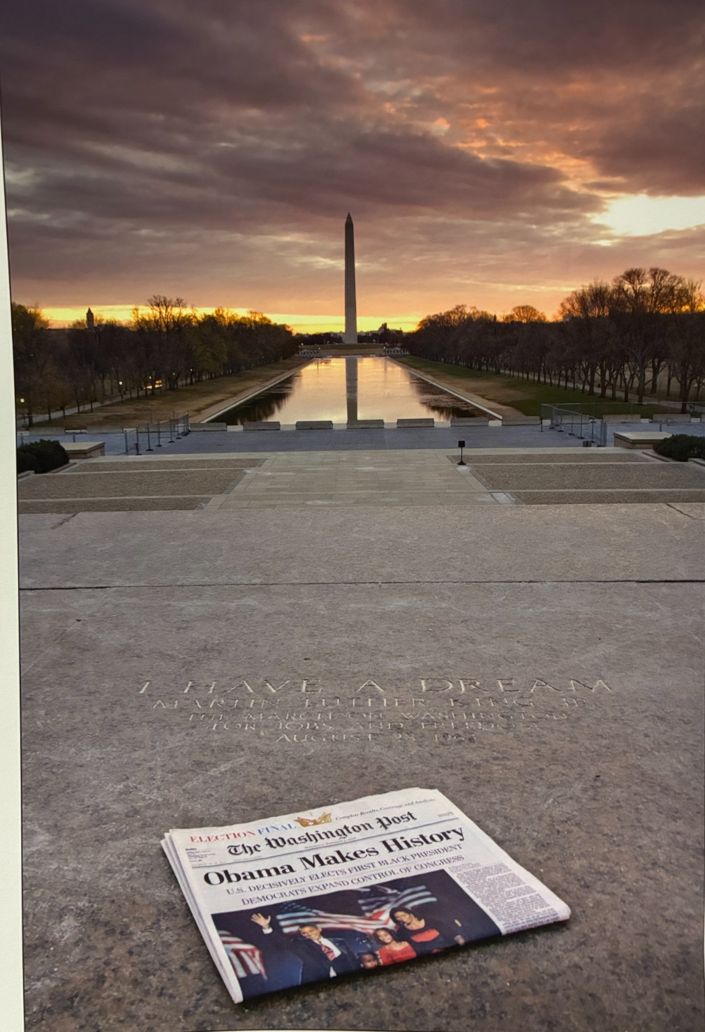 OBAMA MAKES HISTORY 9×13″ photo by Jean-Louis Monfraix. Suitable for framing.