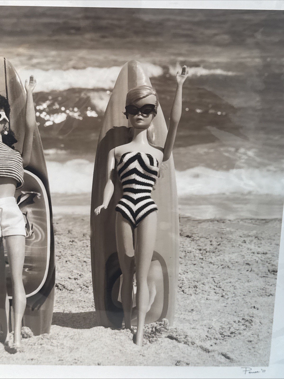 Signed David Parise Photograph Vintage Barbie Surfing at the Beach 13×19” 2017