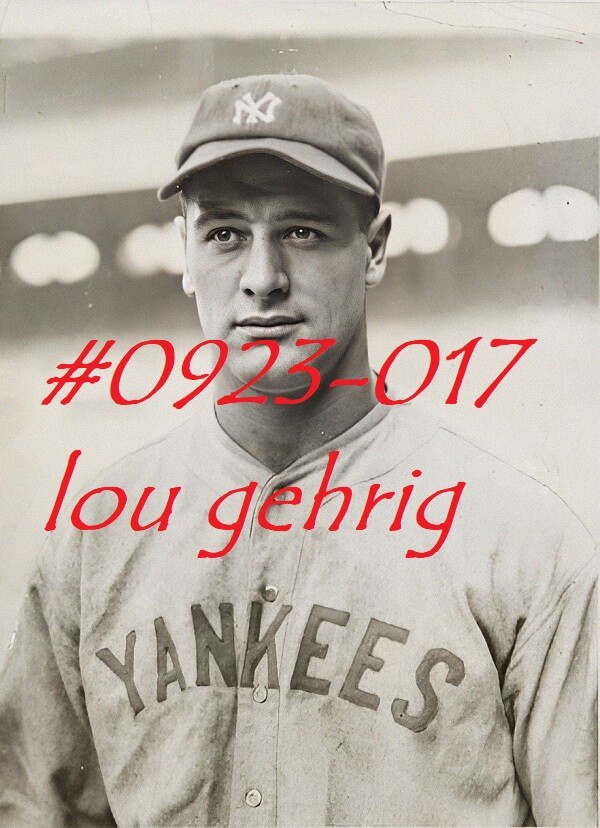 VINTAGE MALE PORTRAIT #0923-017- BASEBALL – LOU GEHRIG -free shipping in usa