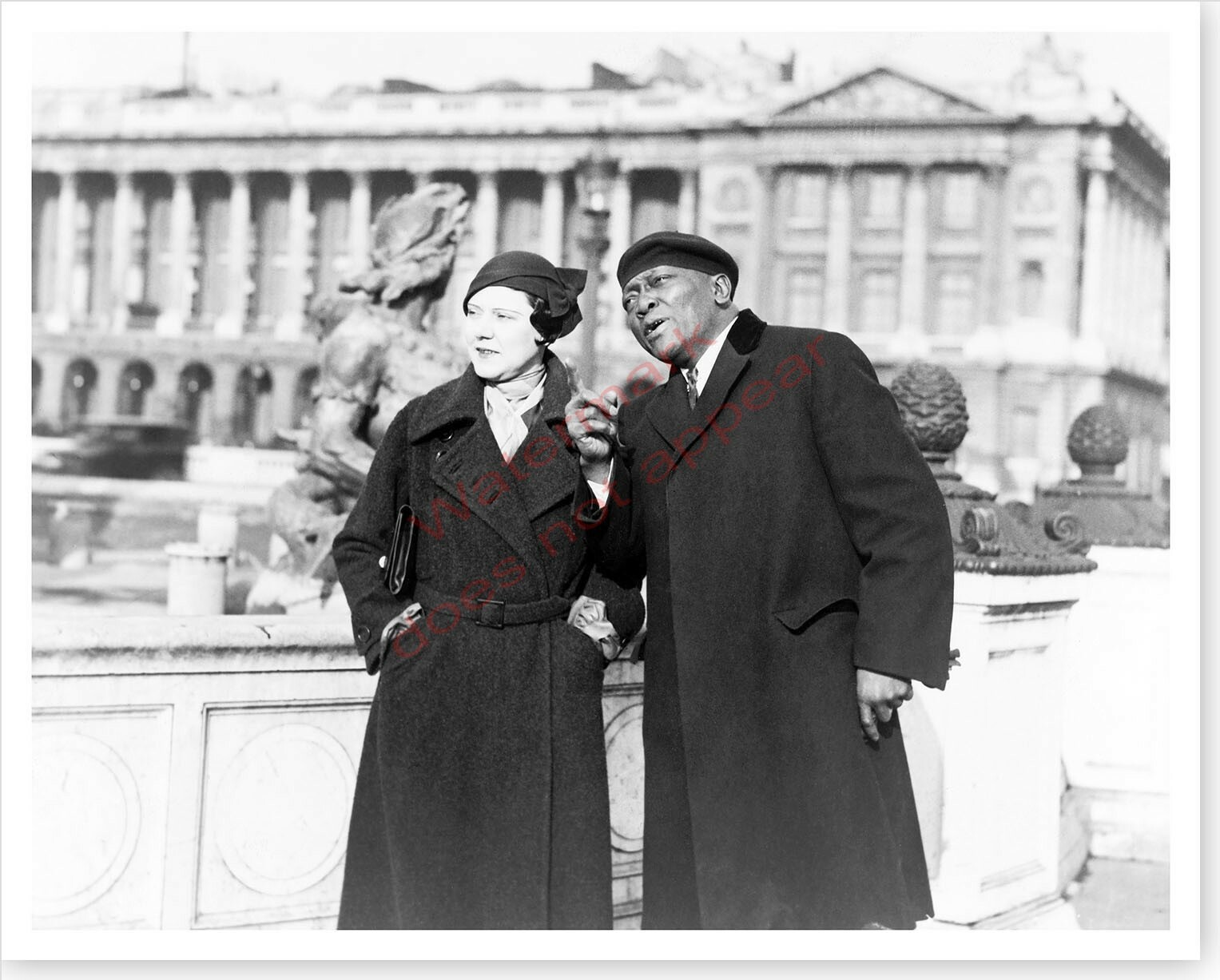 Boxer Heavyweight Champion Jack Johnson And Wife Pineau Silver Halide Photo