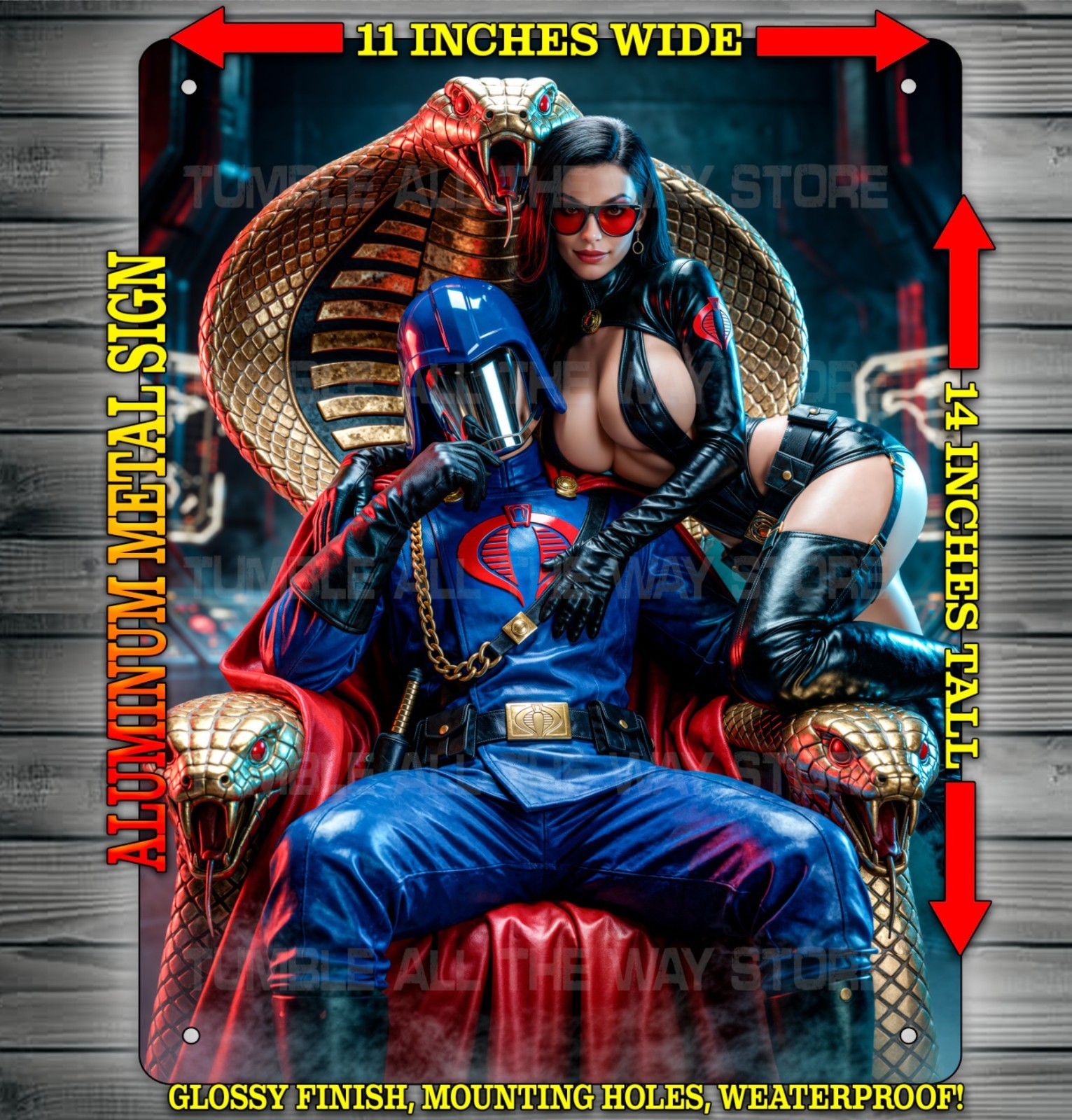 Sexy Baroness & Cobra Commander on Throne Metal Sign Wall Art 14″ x 11″