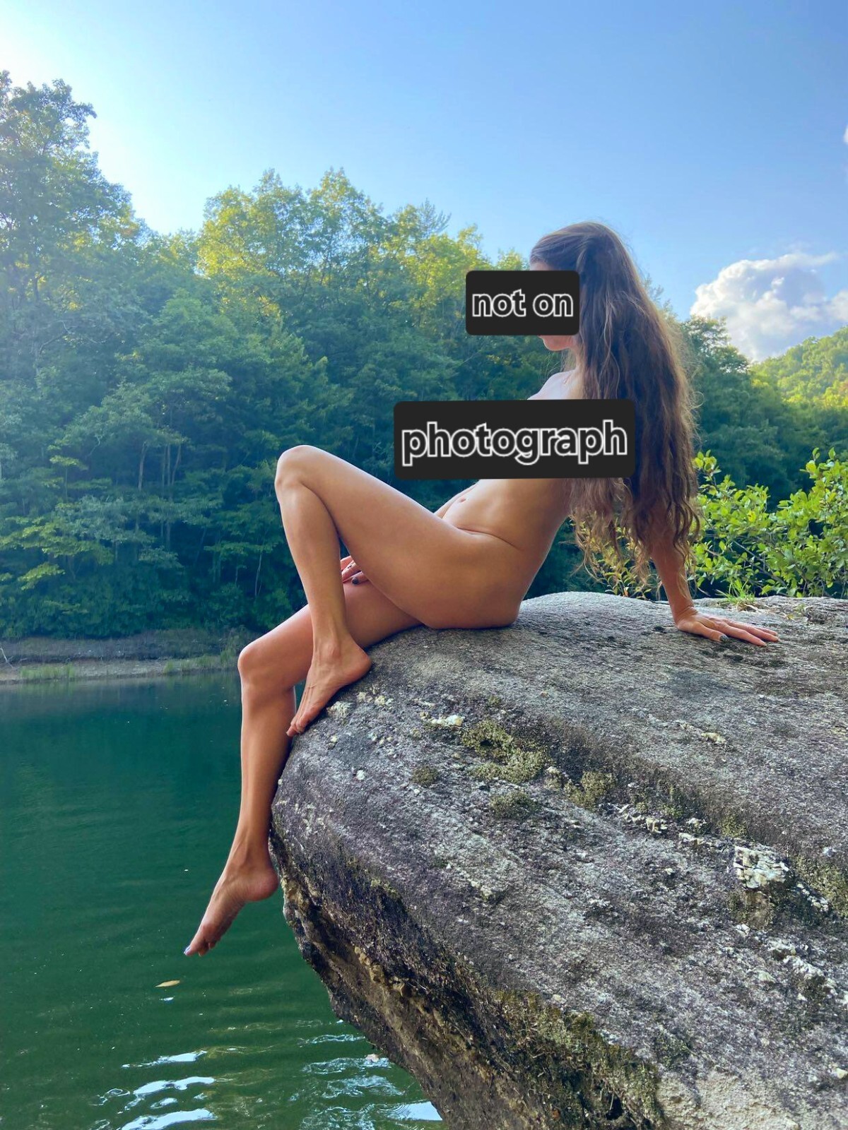 Fine art risqué nude woman model lake outdoors photograph 4×6 glossy