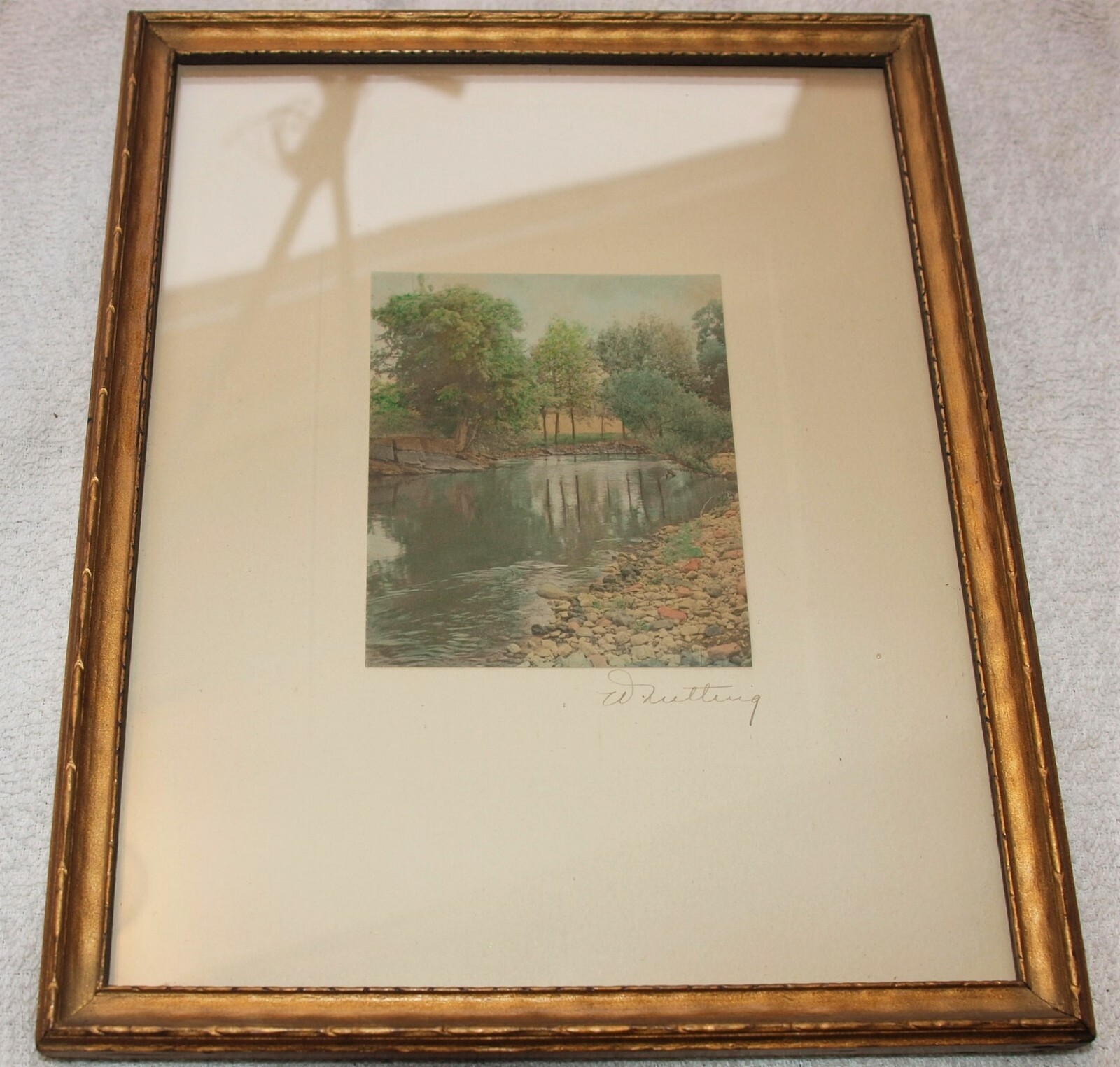 Rare Miniature Signed WALLACE NUTTING HandTinted Photo Circa Early 20th Century