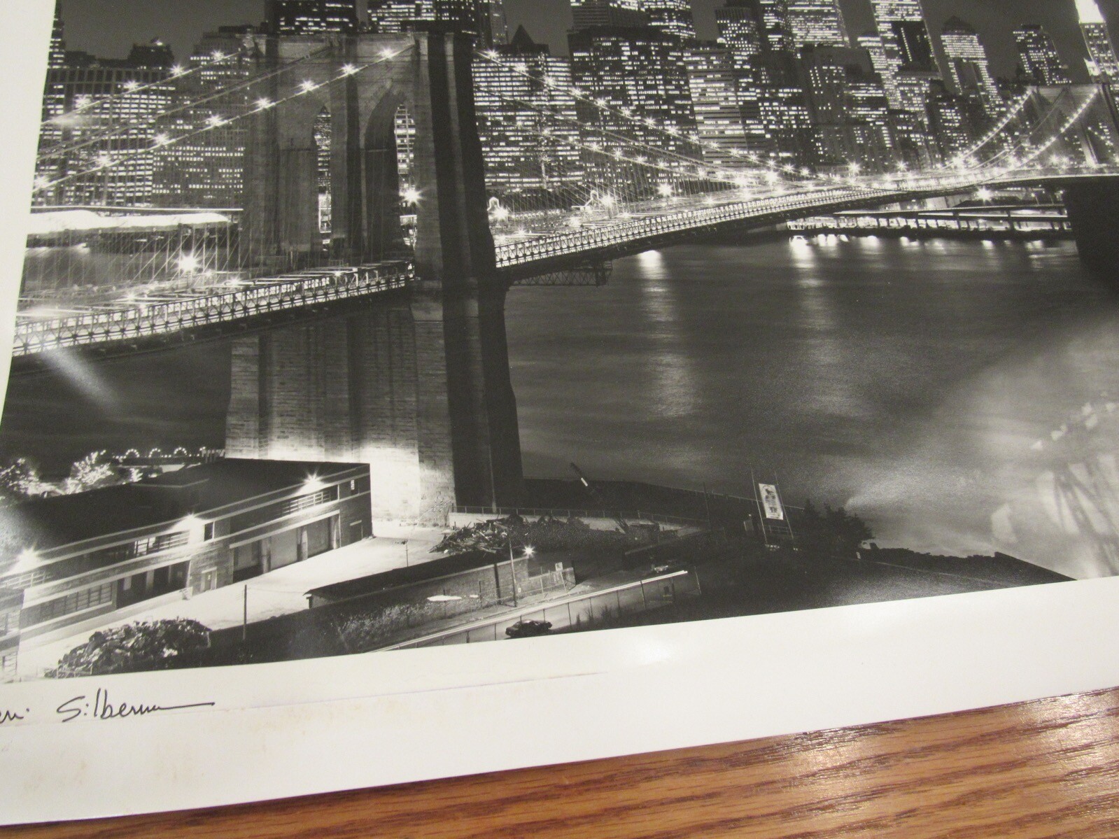 Signed Henri Silberman photograph Brooklyn Bridge New York City 16×20″