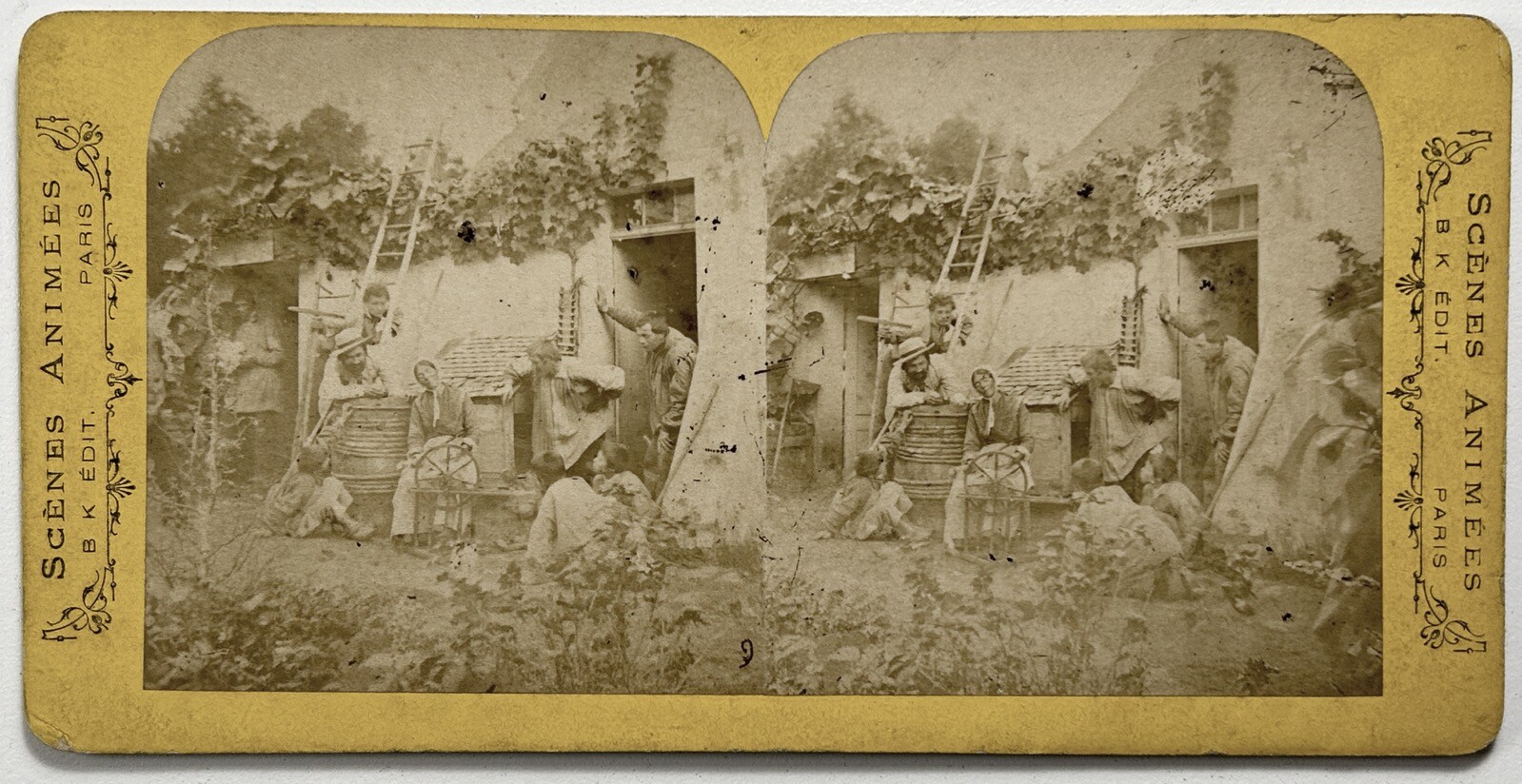 Genre Scene Animated The Spinner C1870 Photo Stereo Vintage Album