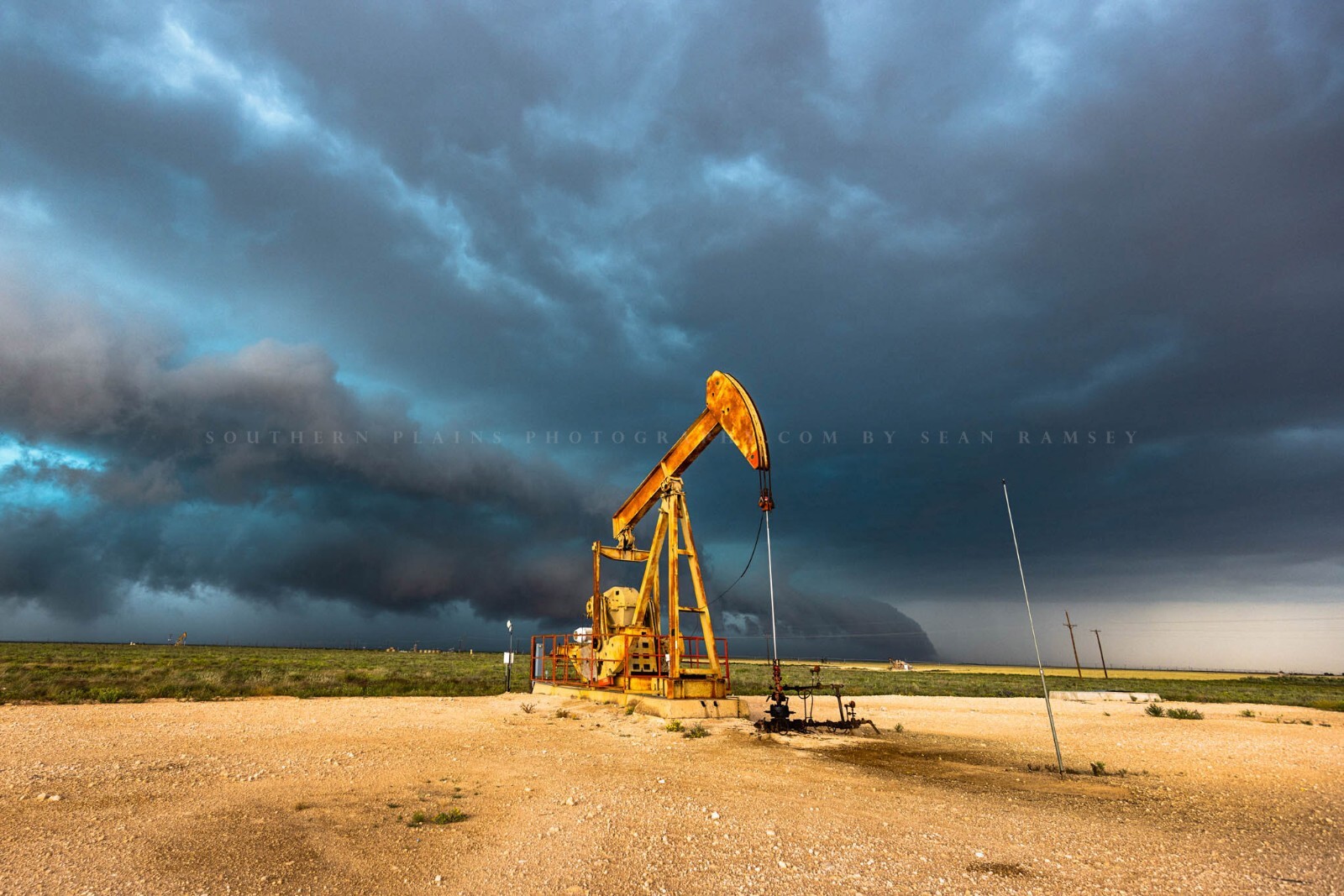 Permian Basin Photography Print – Picture of Storm and Pump Jack in West Texas