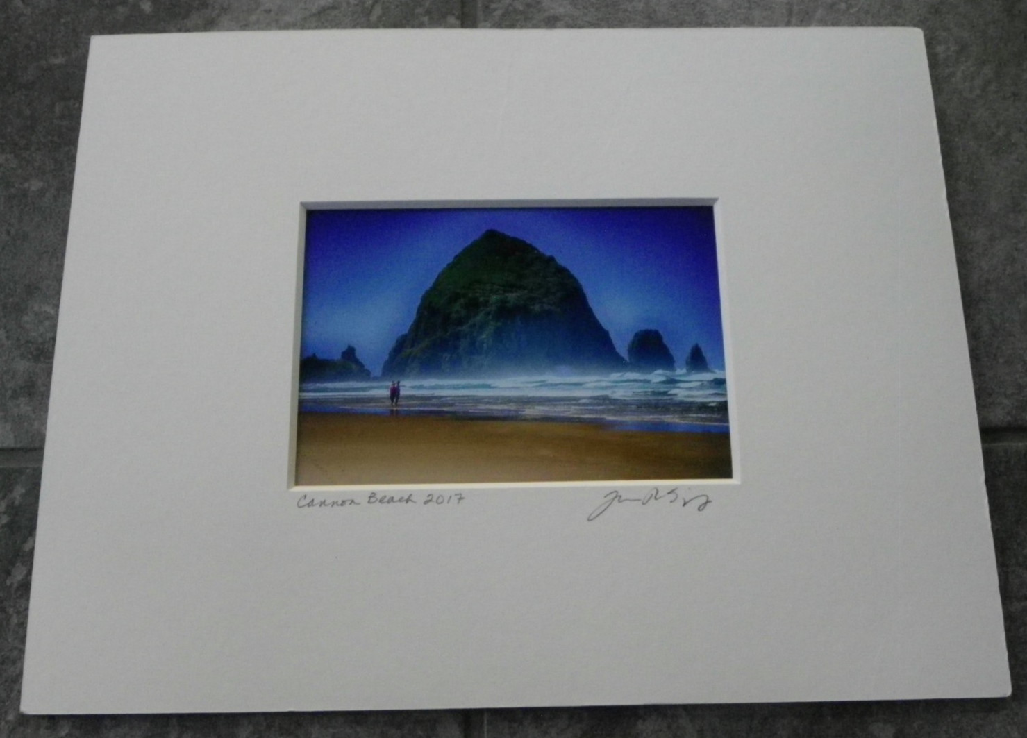 Pencil-Signed, Titled + Dated Matted Photo-Cannon Beach Oregon 2017-Tom Spitz