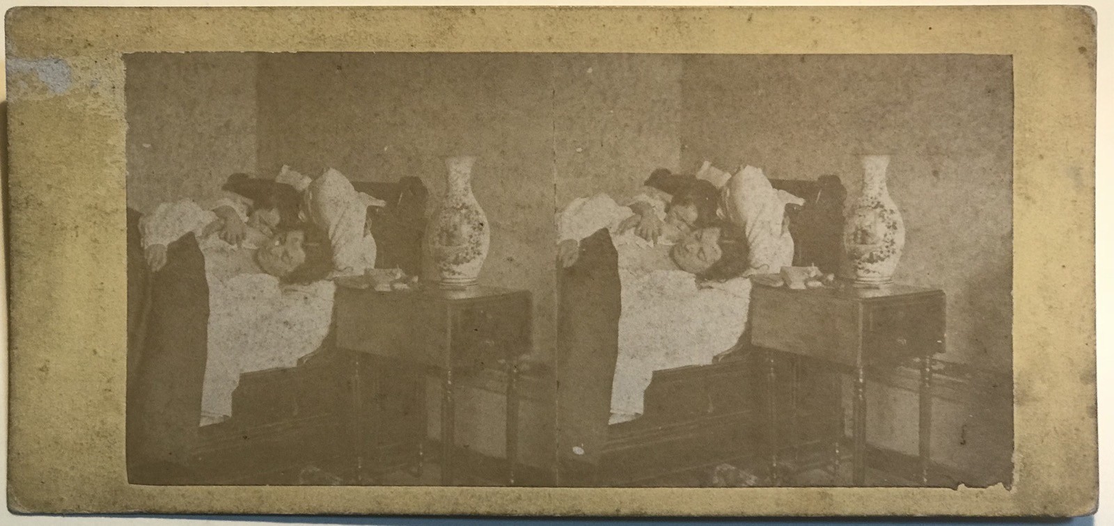 In Bed Genre Scene Artistic Photography Stereo Vintage Album C1865
