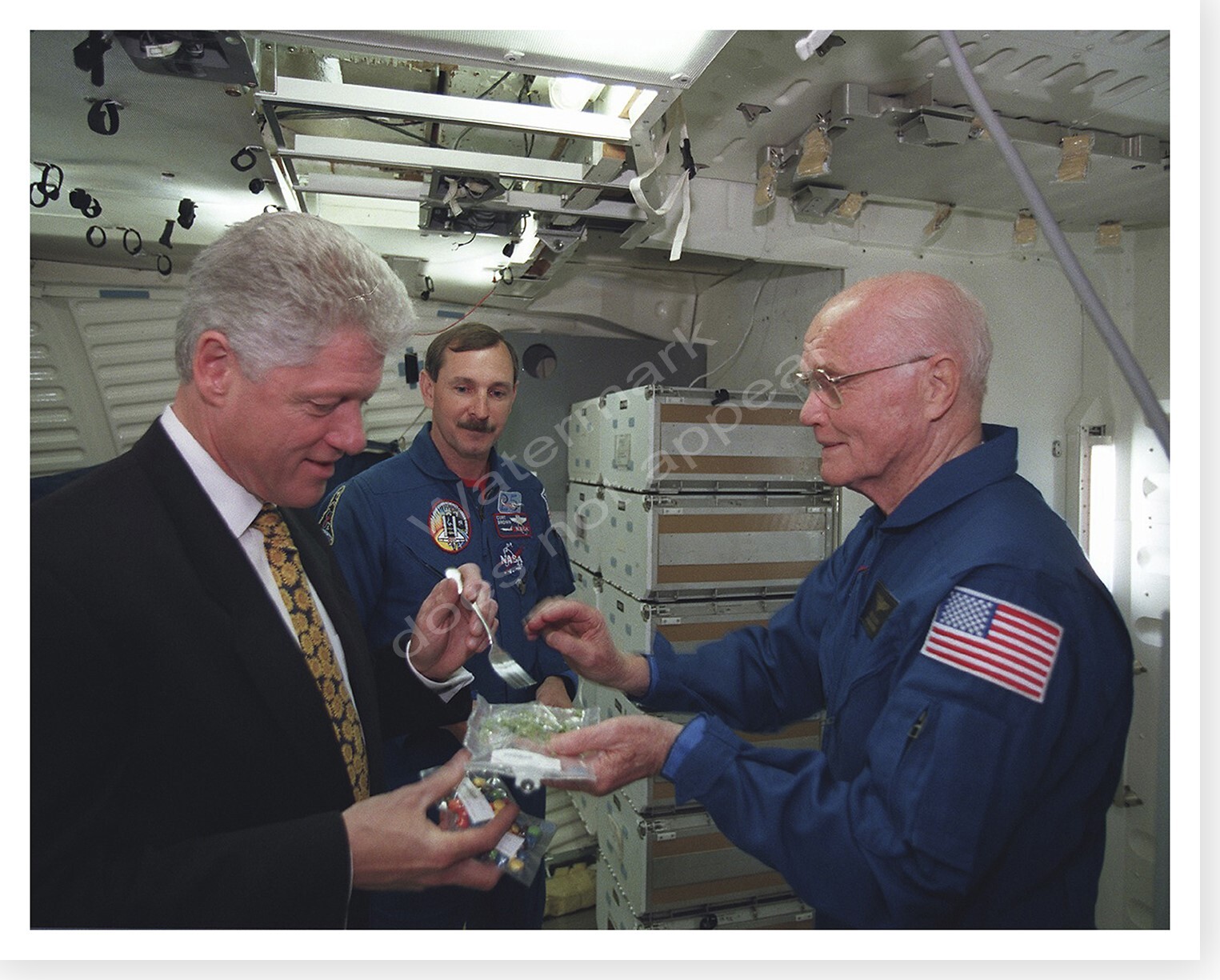 Bill Clinton And Astronaut John Glenn Space Shuttle Silver Halide Photo