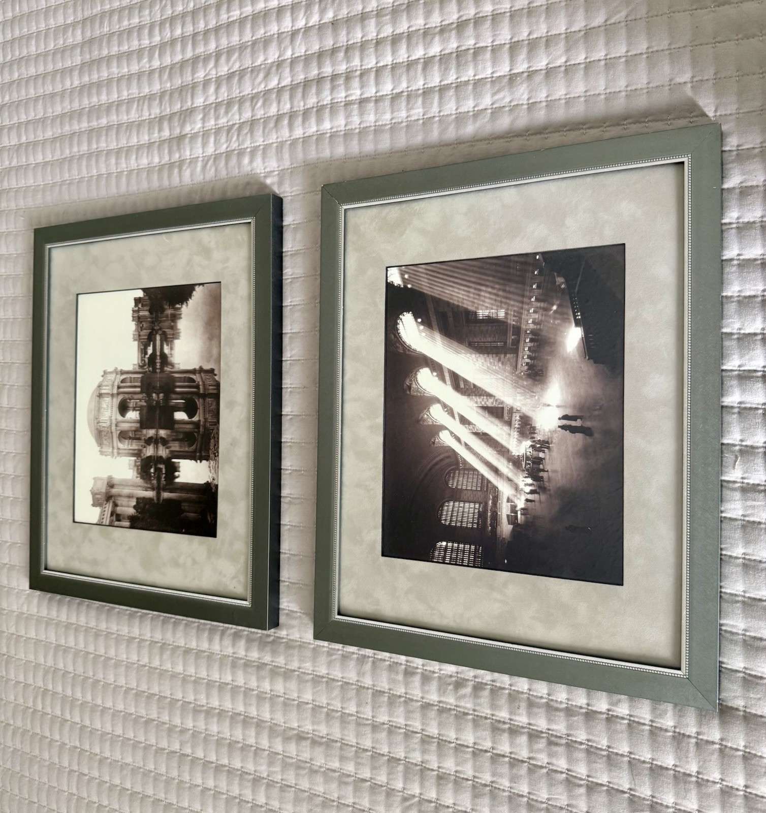 Pair Framed Black & White Photo Prints Grand Central NYC Palace Fine Arts SF