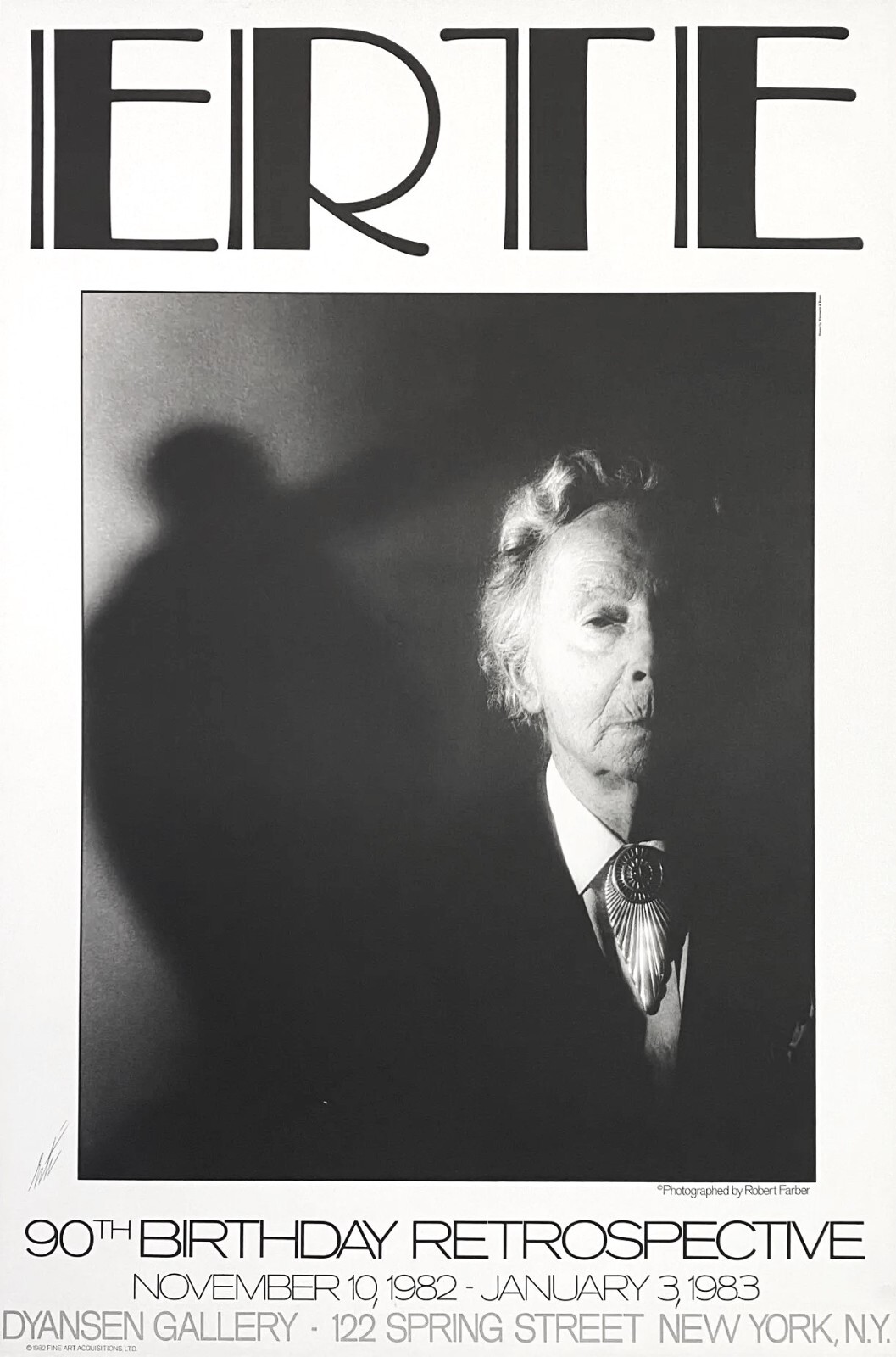 ROBERT FARBER Silver Gelatin Photograph of ERTE 90th Birthday Signed & Stamped