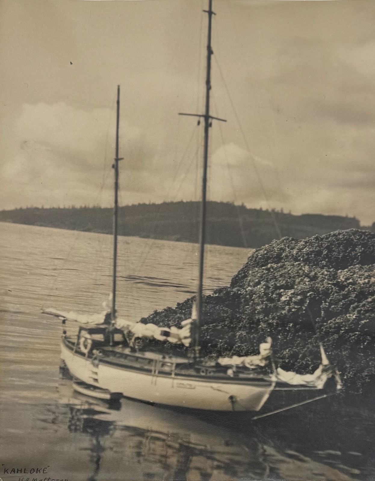 Vintage Sailboat Photo Original Gelatin Silver Print Nautical Coastal Maritime