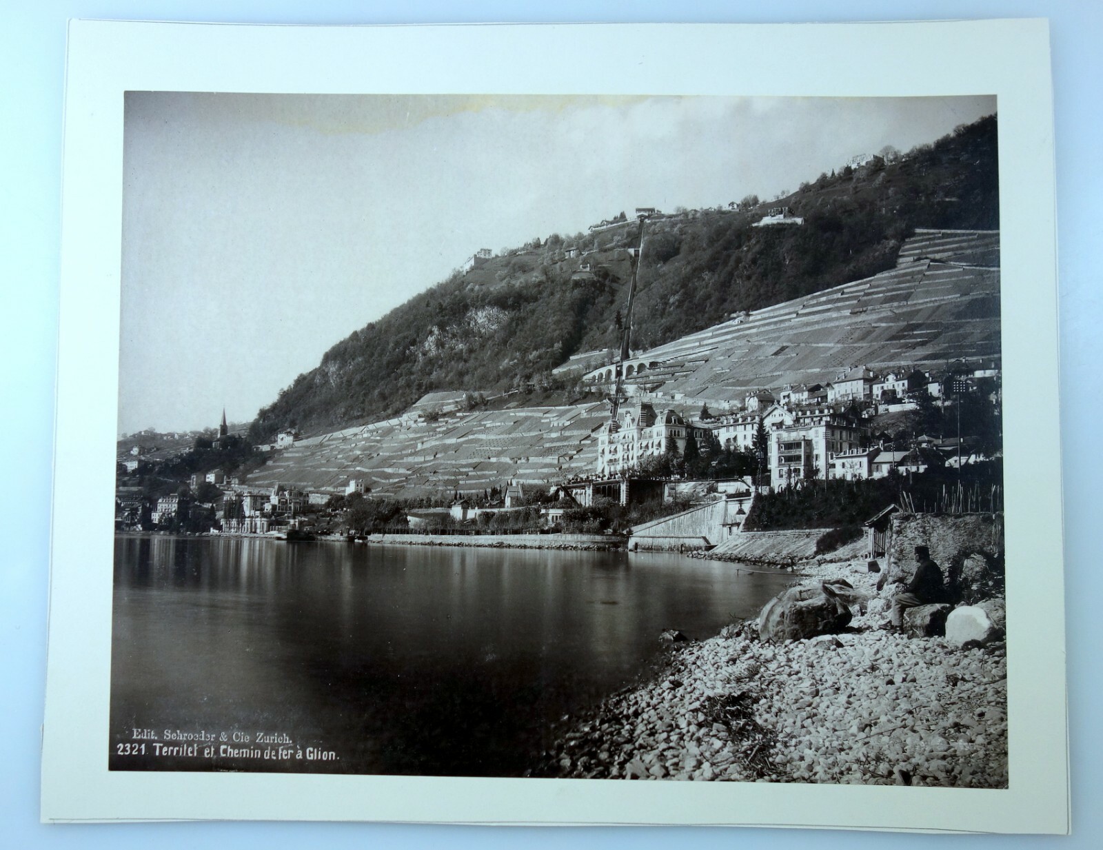 2 x Foto Albumin um 1890 Chemin de fer GLION TERRITET + CLARENS Montreux