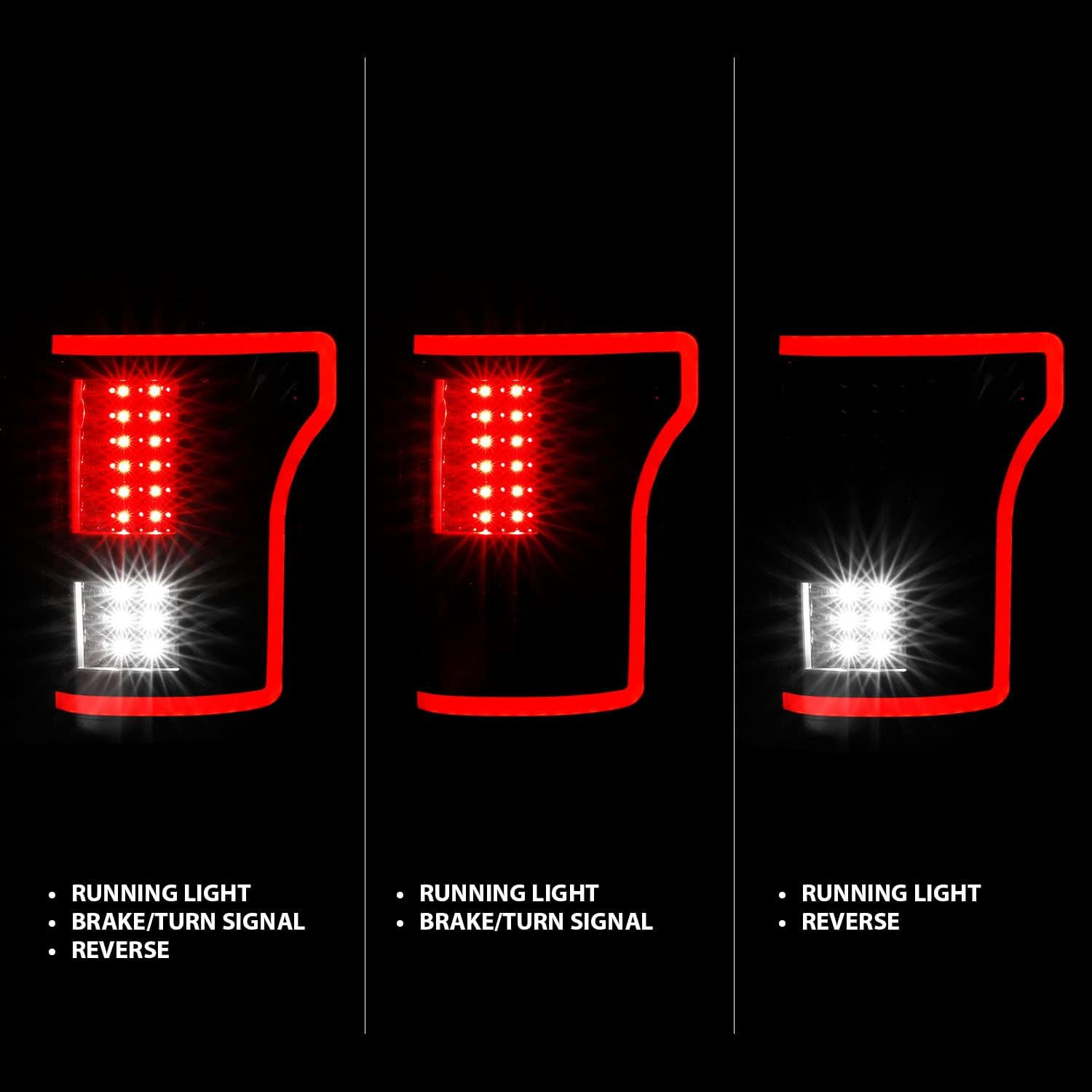 [Full LED Red Tube Smooth Lens Sequential Signal Black Taillights Pair for 2015-