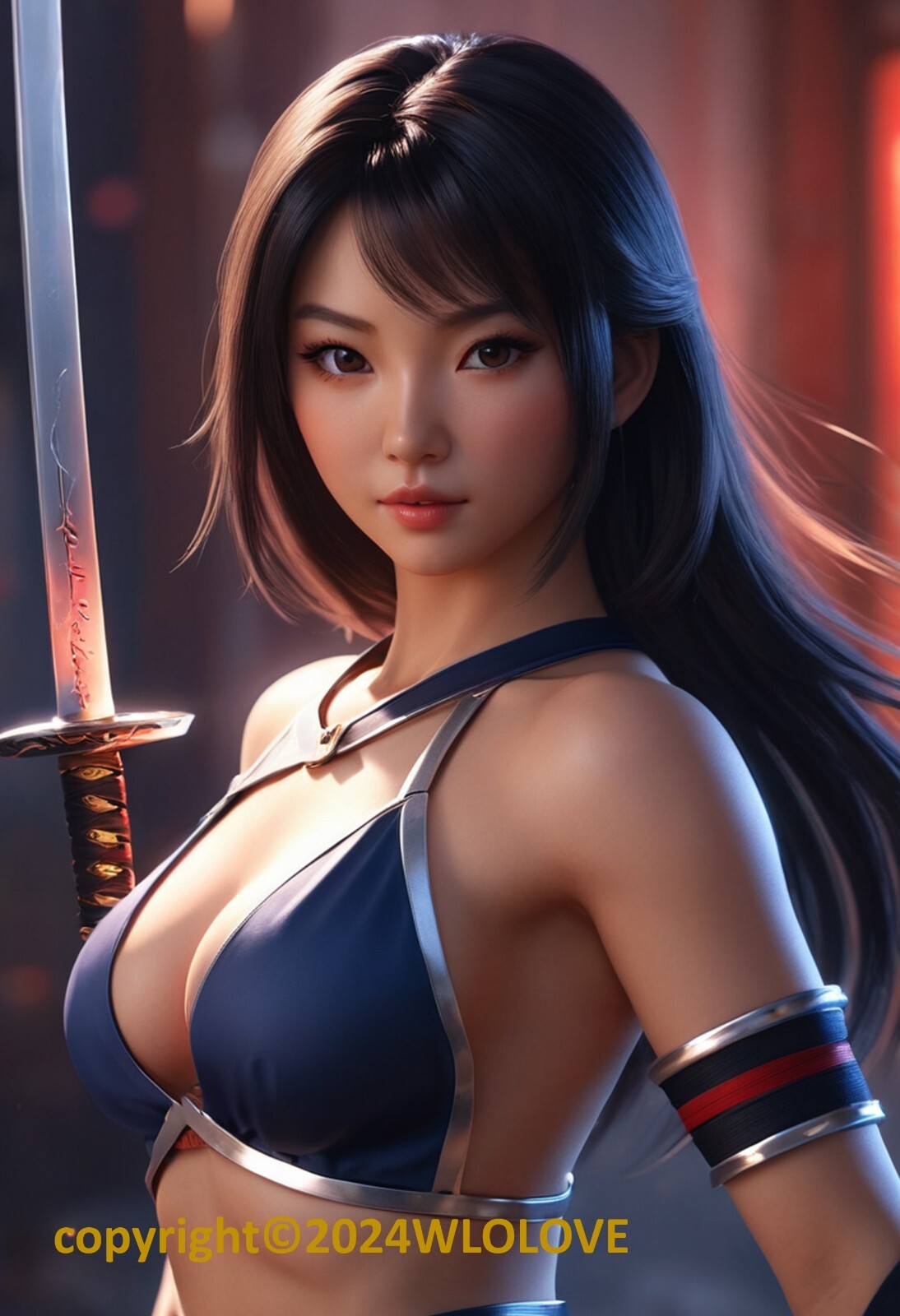 Beautiful Sensual Asian Girl Anime on Quality semi-gloss Photo Paper 11″ x 17″