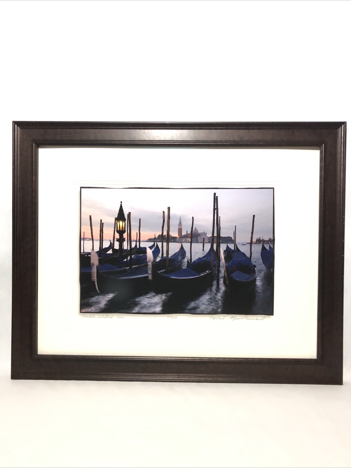 Venice Gondolas Photograph Print-Framed, Matted, Pencil Signed L.E. 27.5”x21.5”