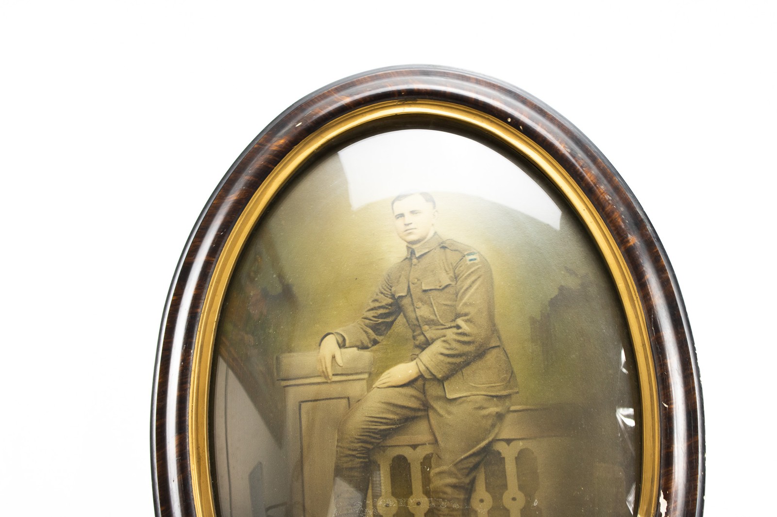 Antique World War I Soldier Portrait in Original Oval Frame (c. 1917–1919)