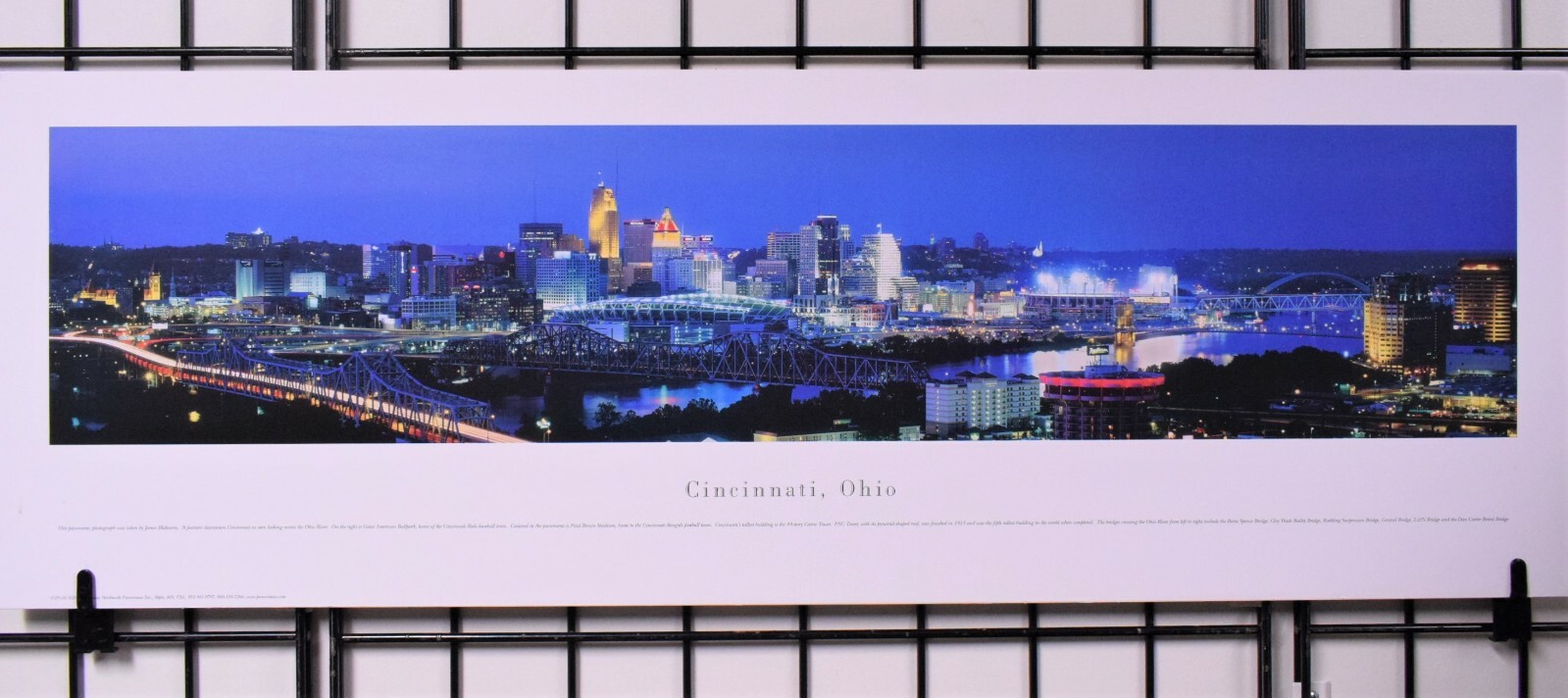 Cincinnati Skyline at Night – Unframed, Dry Mounted, Blakeway Panorama Print