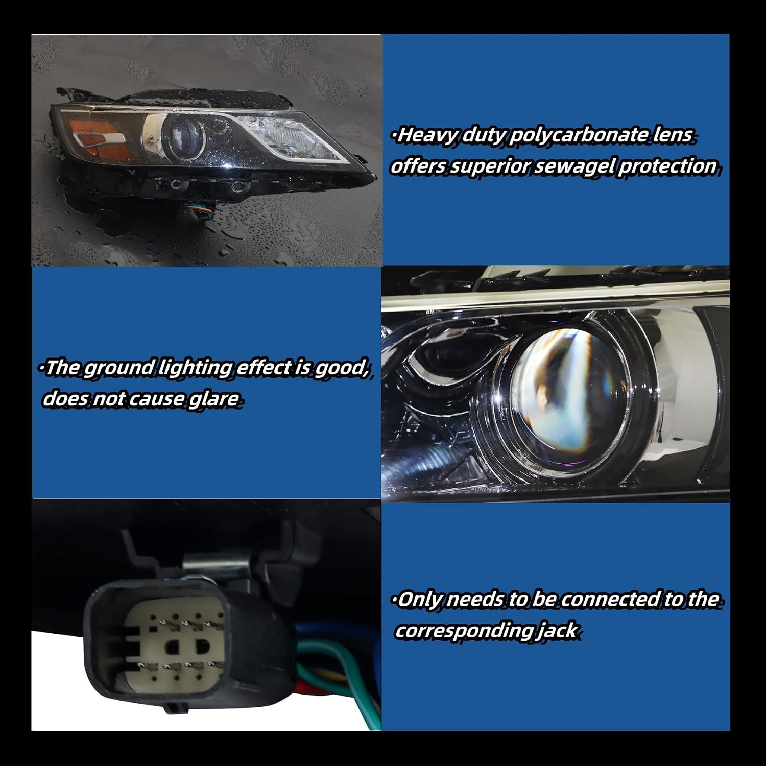 Headlights Assembly Halogen Replacement for Impala 2015-2020 Housing Black Lamp