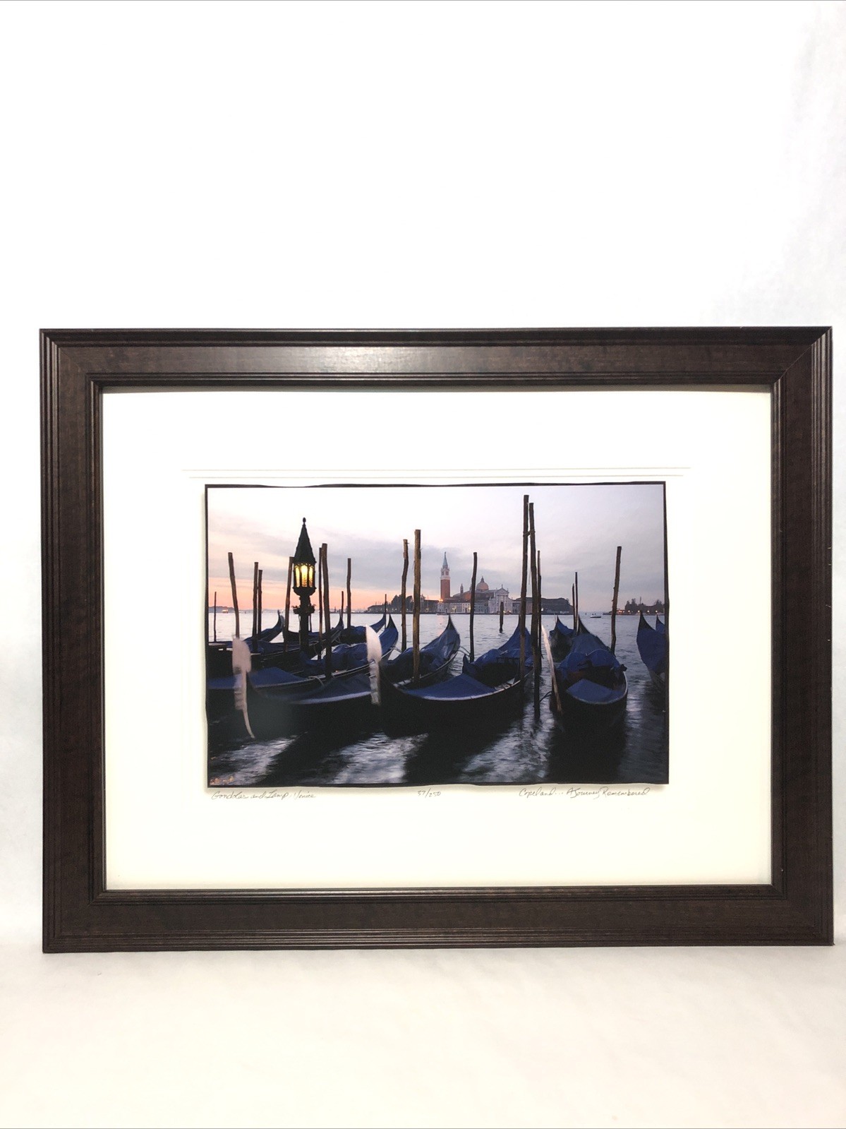 Venice Gondolas Photograph Print-Framed, Matted, Pencil Signed L.E. 27.5”x21.5”