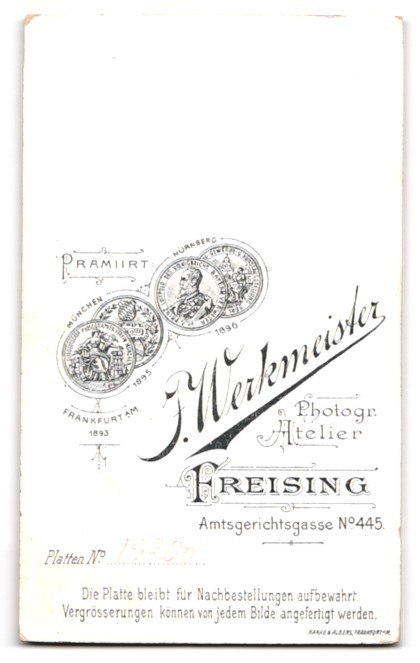 Photograph F. Werkmeister, Freising, District Court Gasse 445, portrait of a student