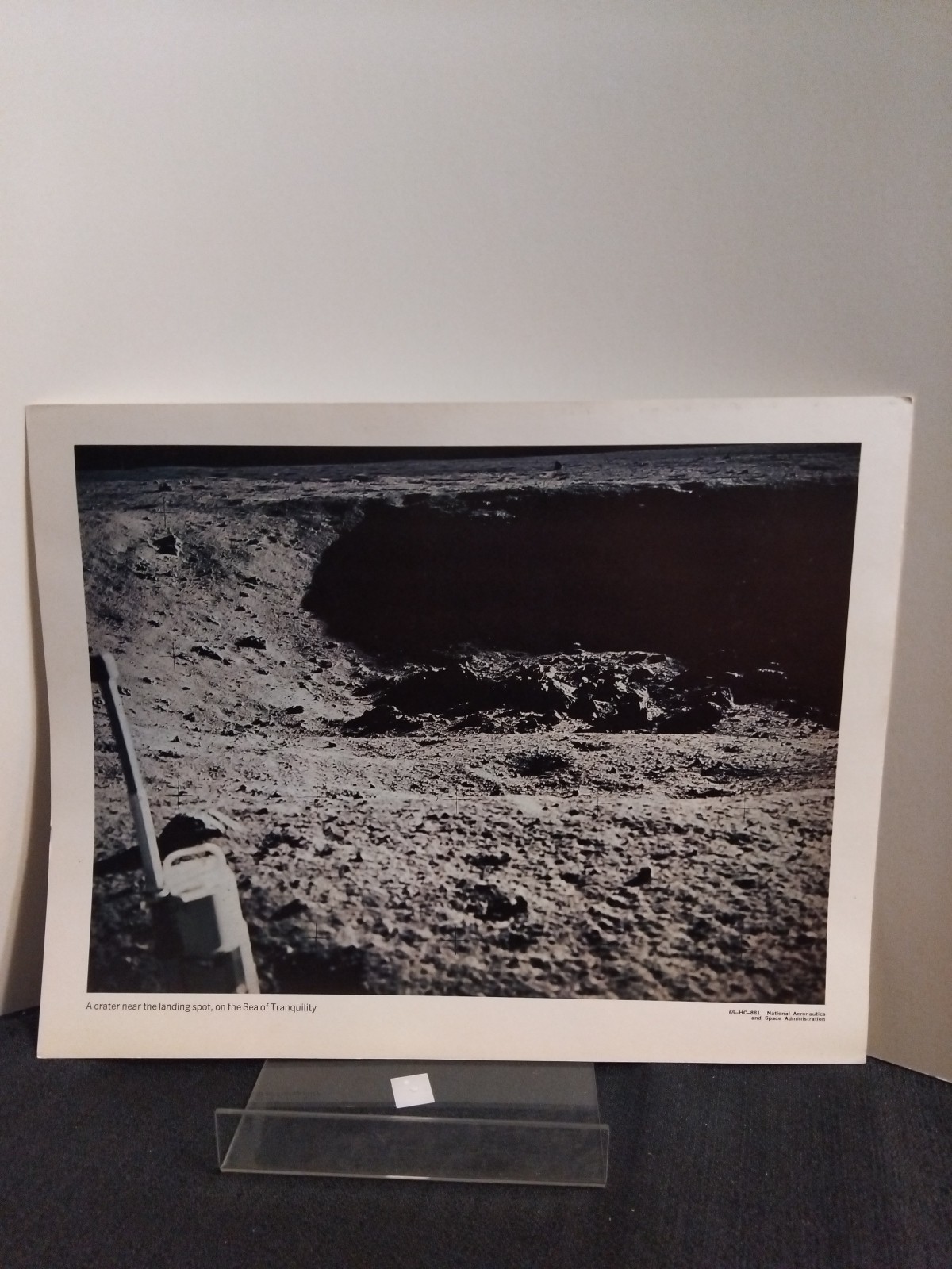 Vintage NASA Photo of Crater Near Apollo 11 Landing Sea of Tranquility 1969