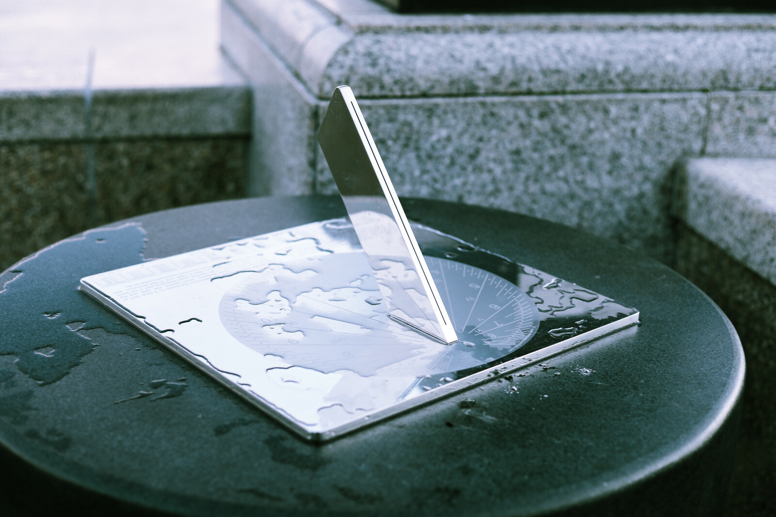 Chrome Sun Dial on Thames River Boardwalk, England, UK 18″ x 12″ Matte Print