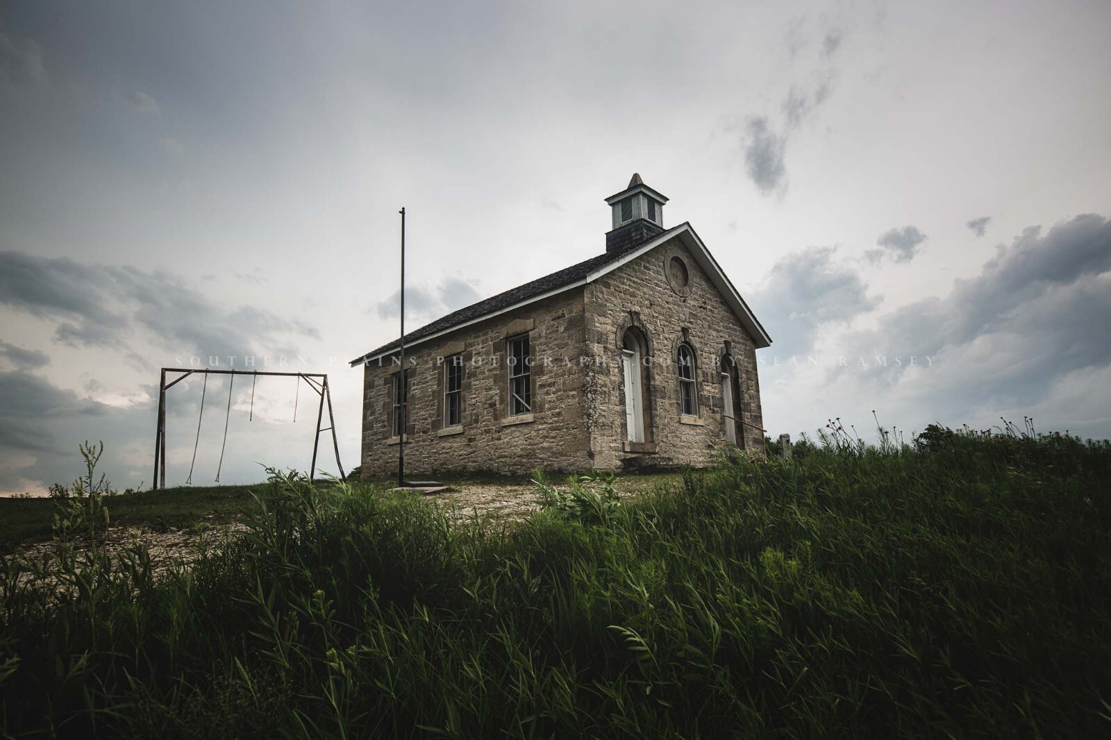Lower Fox Creek School House Photography Print: Kansas Flint Hills Photo