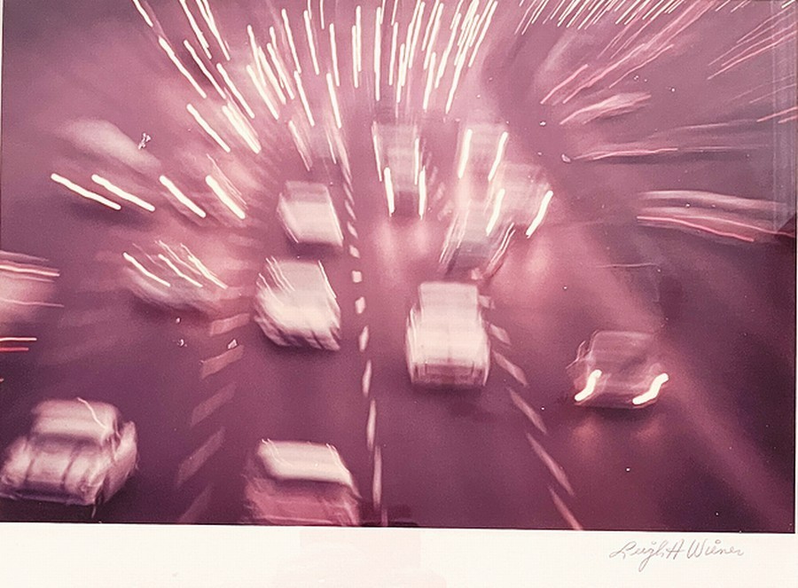 Leigh Wiener Original Color Long Exposure Photo Traffic in Los Angeles Signed