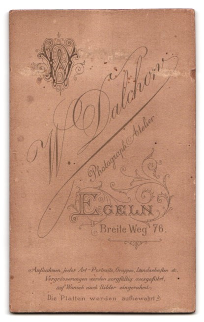 Photograph W. Dalchow, Egeln, Breitweg 76, portrait cute baby in elegant