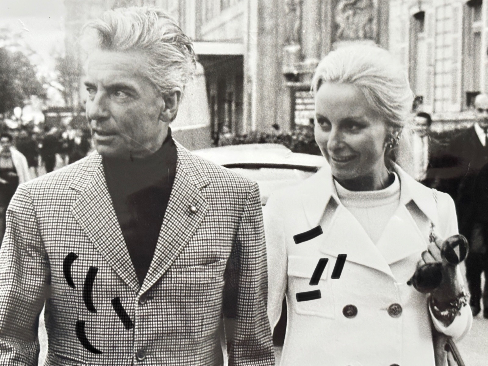27x21cm Genuine Archive Photo Daniel Angeli 1965 Herbert von Karajan + Woman in Paris