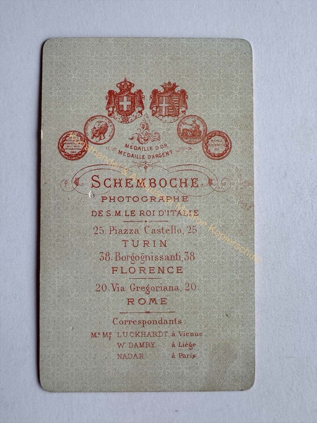 orig. CDV photo photograph picture old around 1870 Rome mother child Schemboche
