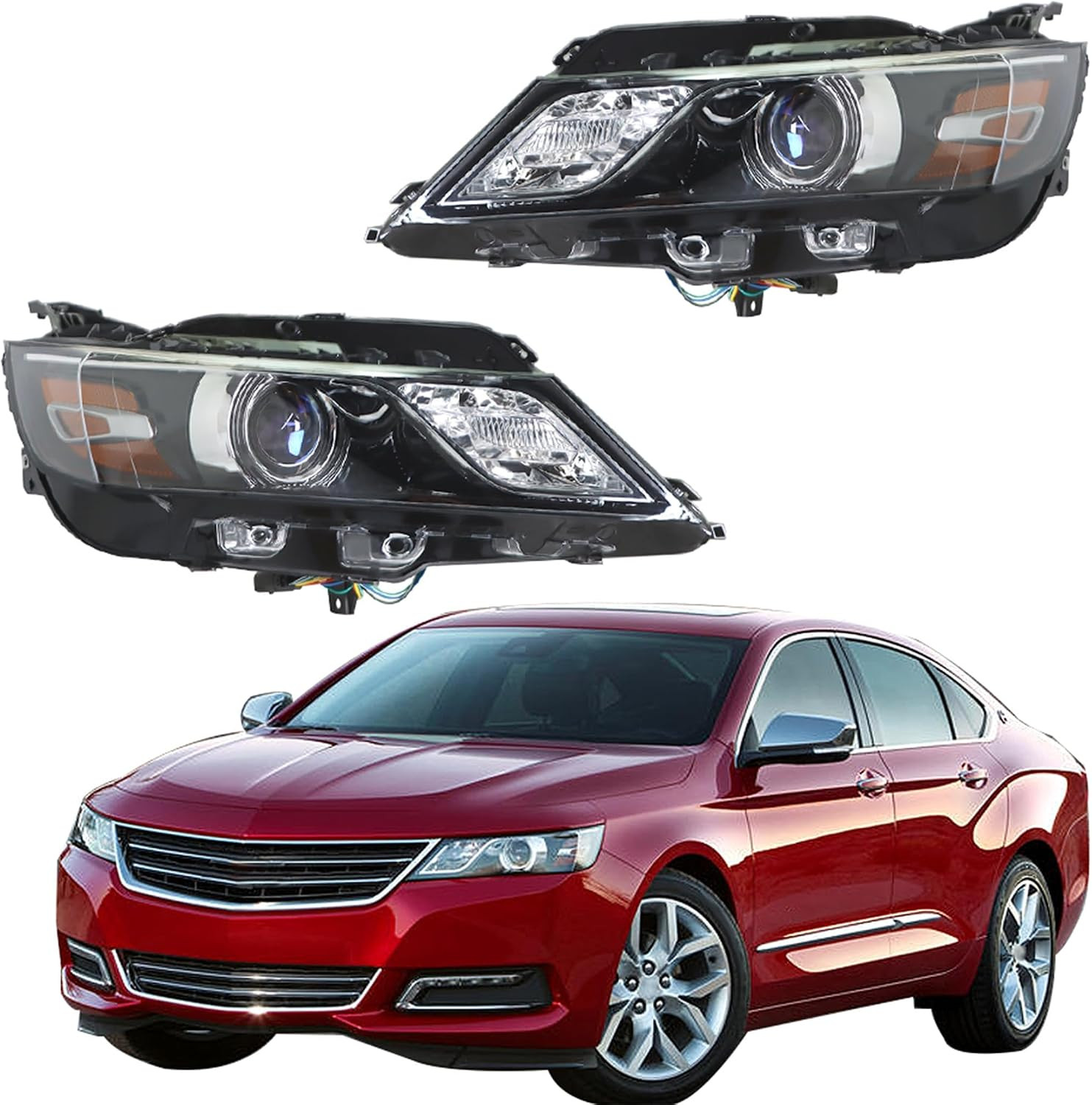 Driver Side and Passenger Side Headlights Assembly Halogen Replacement for Impal