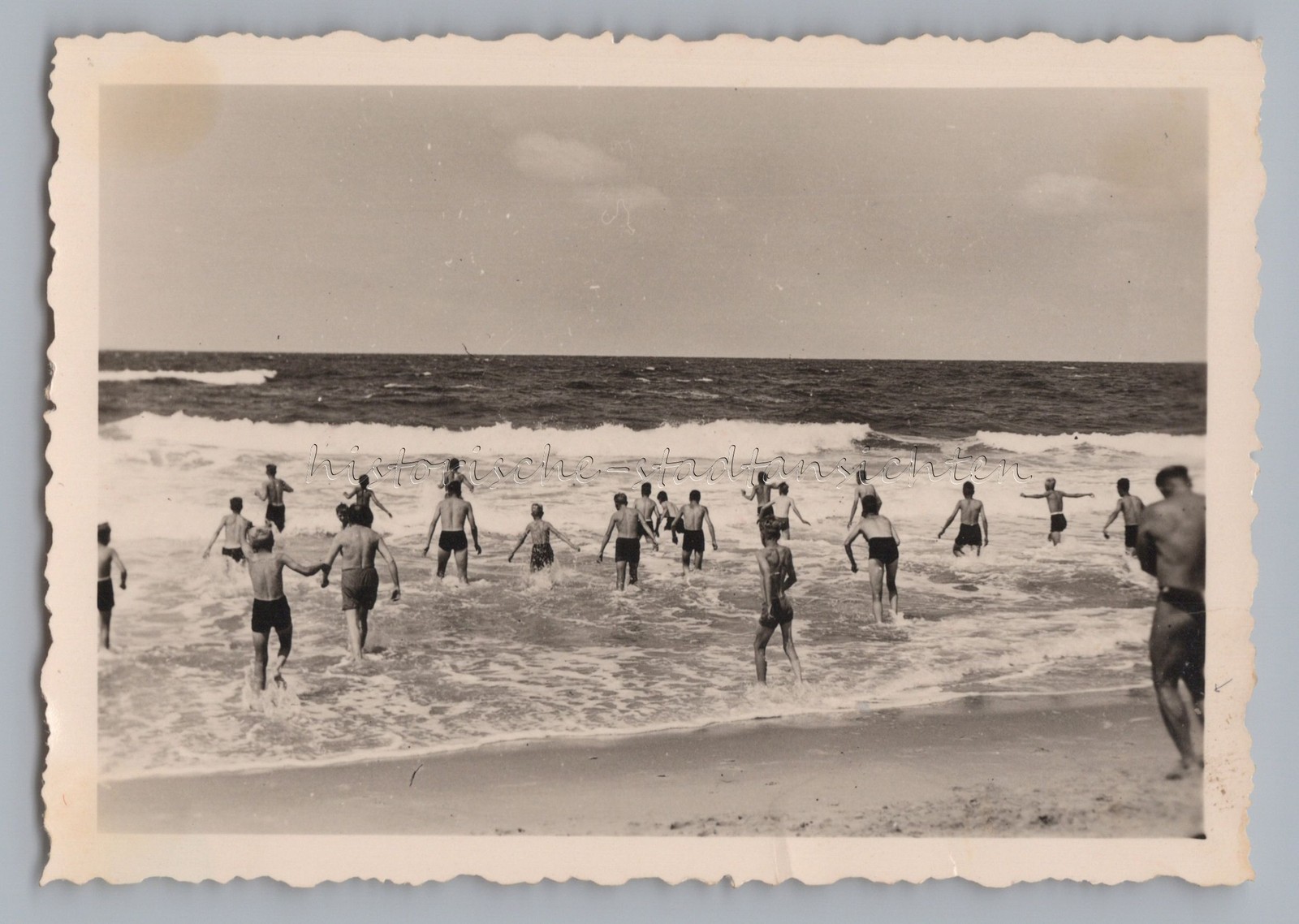 Sylt – Boys Running into the Sea – Old Photo 1930s