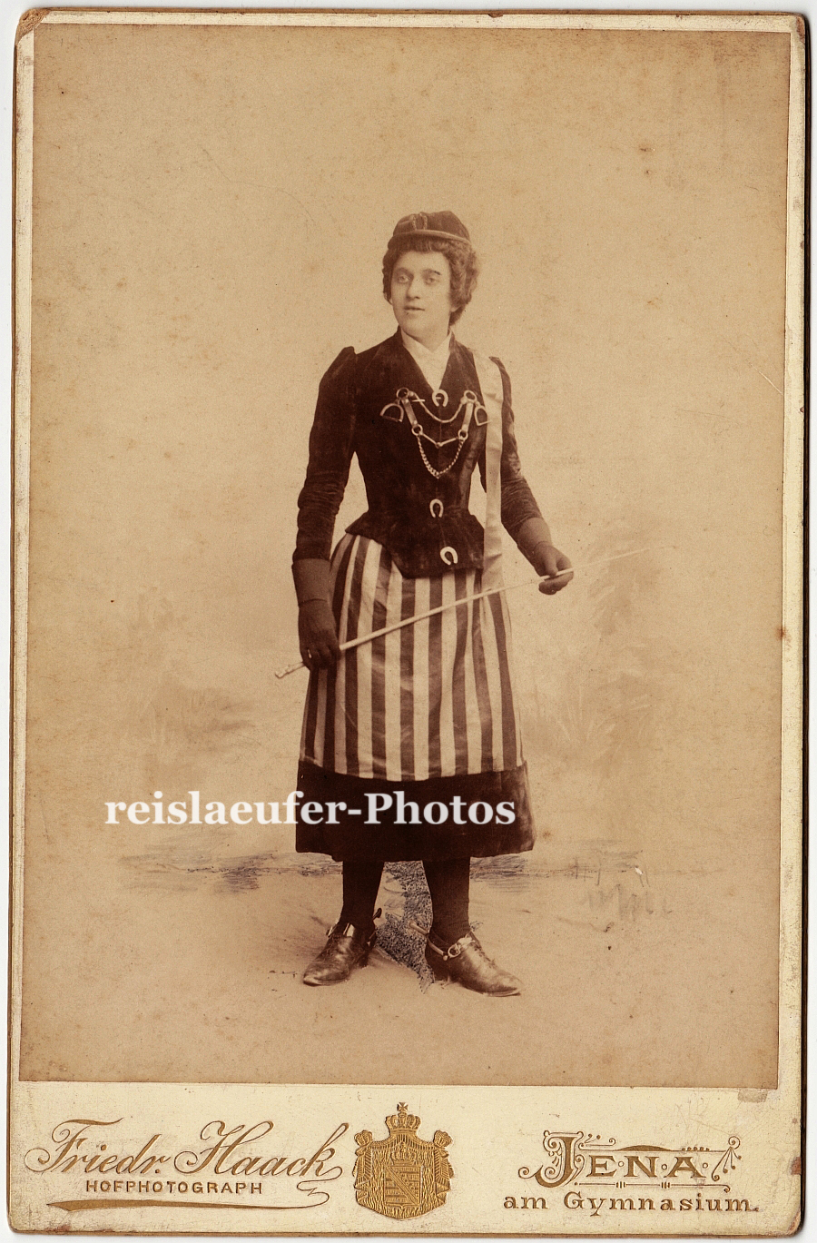 Art fighter from Jena (?), partly colored. 2 Original Cabinet Photos circa 1890
